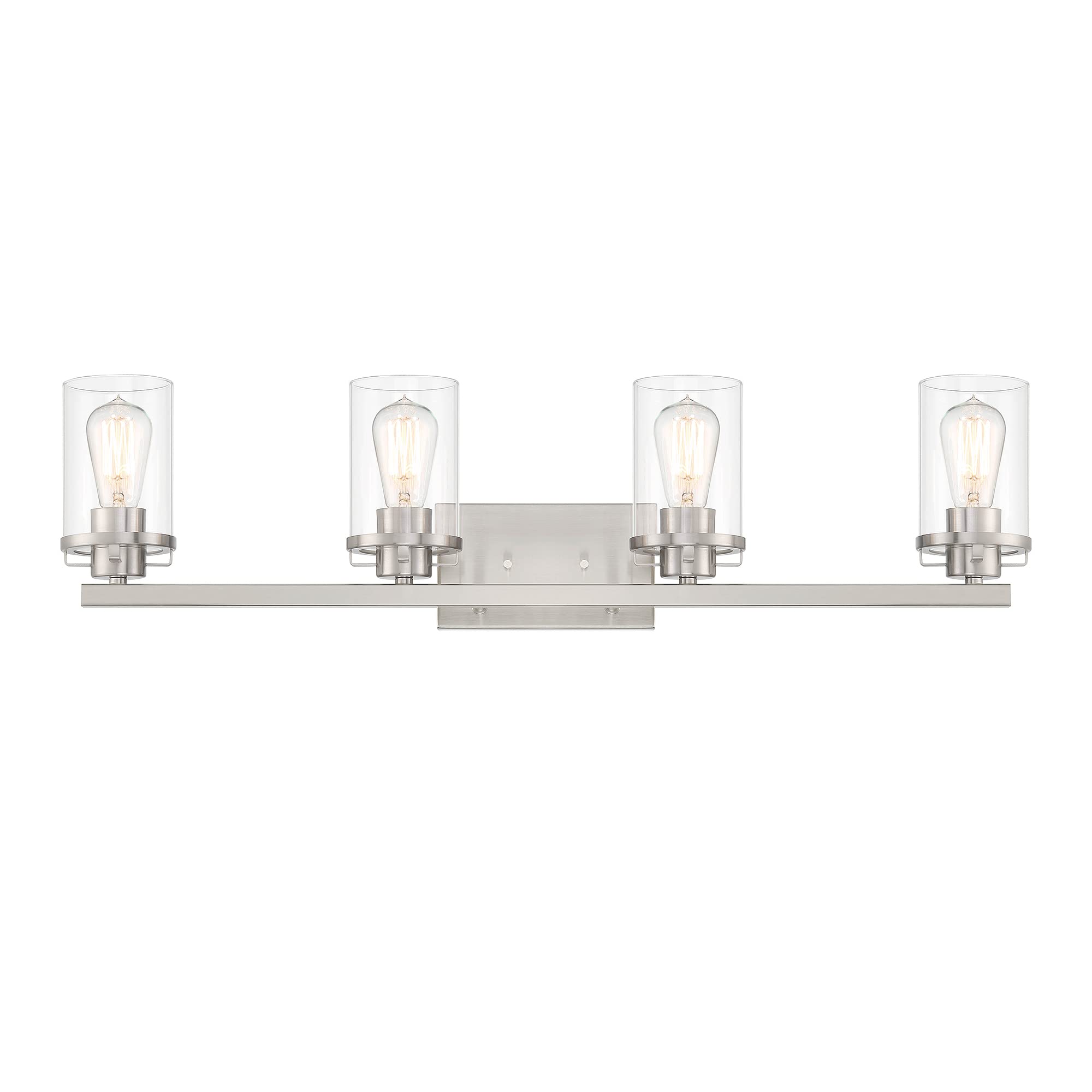 DESIGNERS FOUNTAIN Jedrek 4-Light Bathroom Vanity Light Fixture in Brushed Nickel (Model 93304-BN) - Perfect for Modern Bathroom, Powder Room & Spa Lighting Upgrade