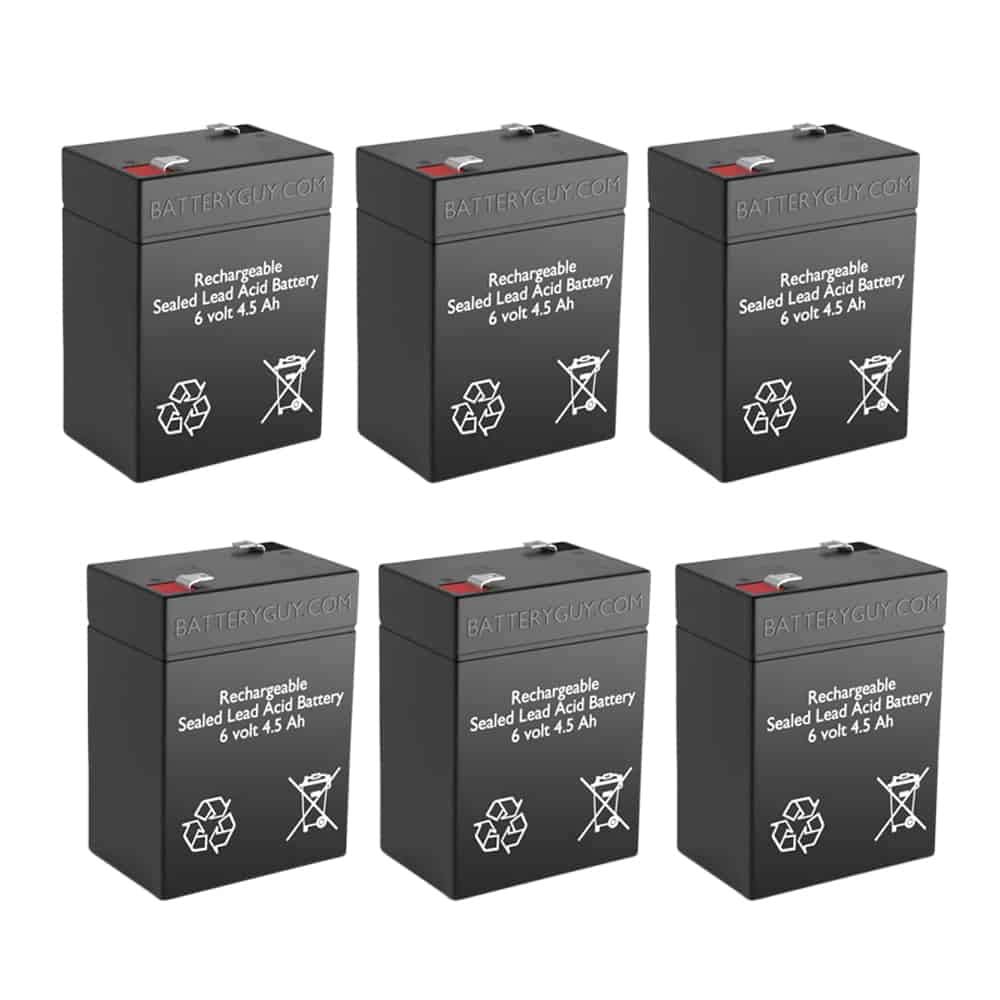 6V 4.5Ah Rechargeable SLA Battery BG-645F1 - Pack of 6 - Perfect for Emergency Lights, Security Systems & Power Backup Devices