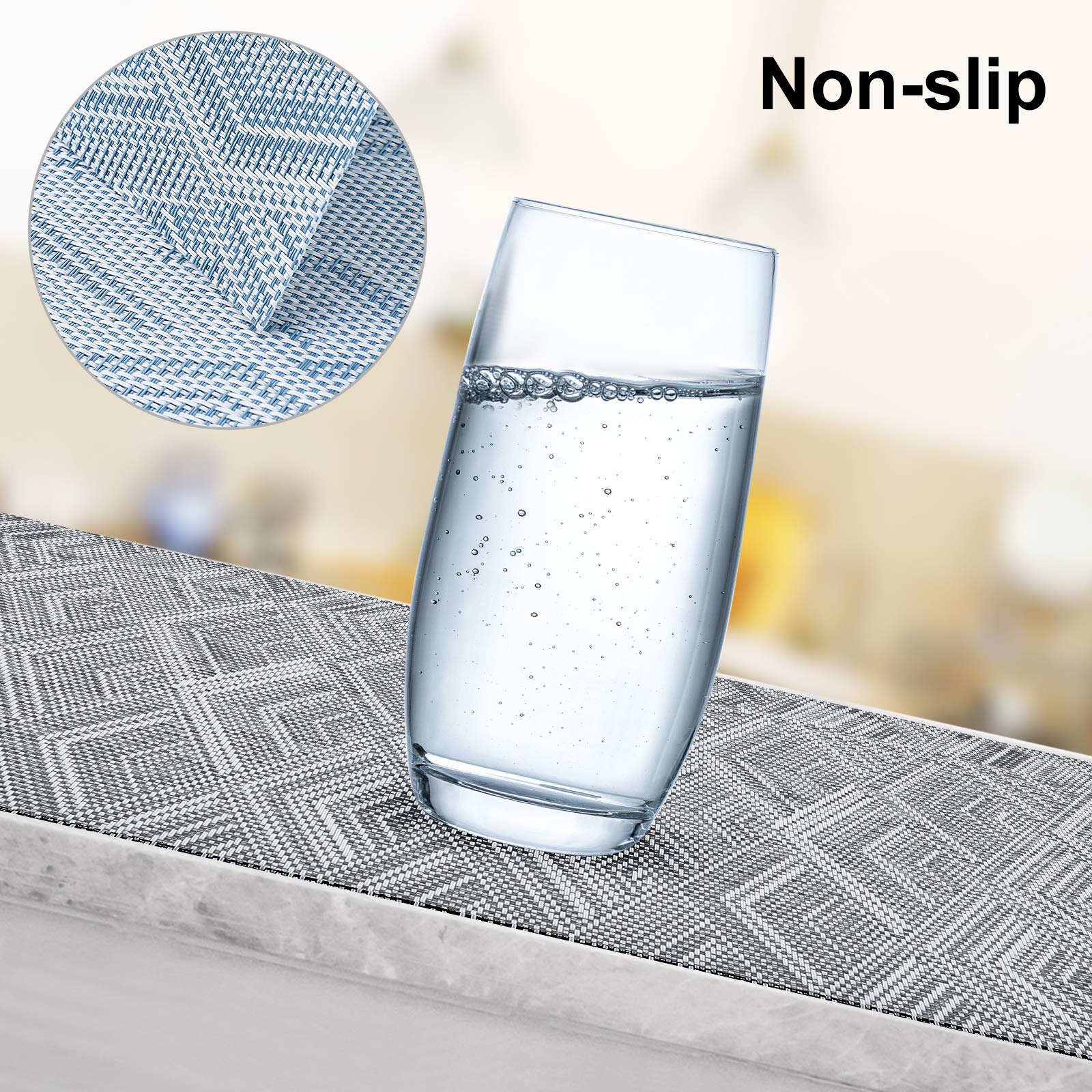 Aofmee Heat Resistant Placemats Set of 6 - Washable PVC Table Mats, Non-Slip Stain Resistant Woven Vinyl Place Mats for Kitchen & Dining Table - Perfect for Everyday Meals, Dinner Parties, and Holiday Gatherings