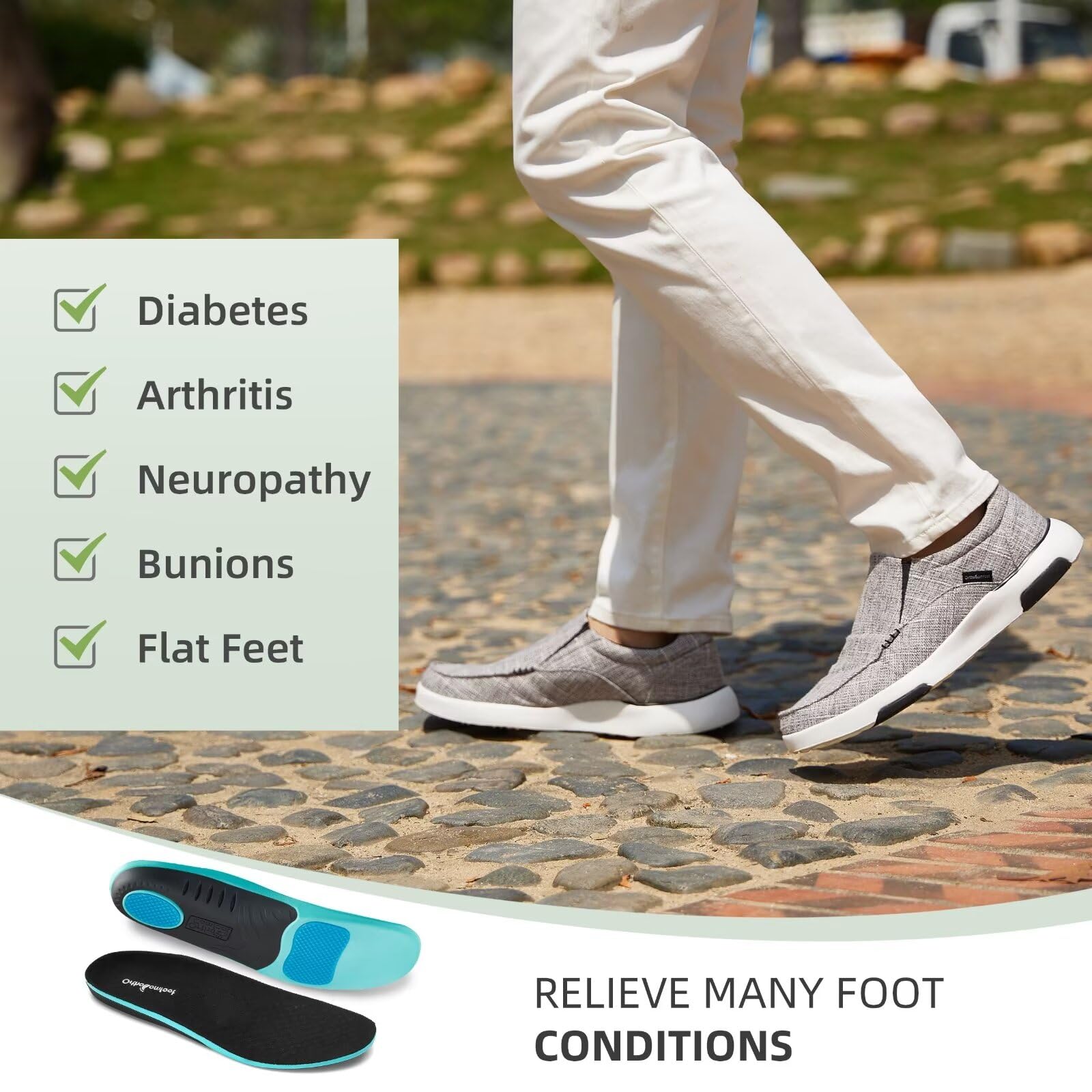 OrthoComfoot Men's Orthopedic Slip-On Shoes with Arch Support - Plantar Fasciitis Relief Loafers for Foot & Heel Pain - Comfortable Canvas Leisure Walking Shoes for Work, Travel & Daily Wear