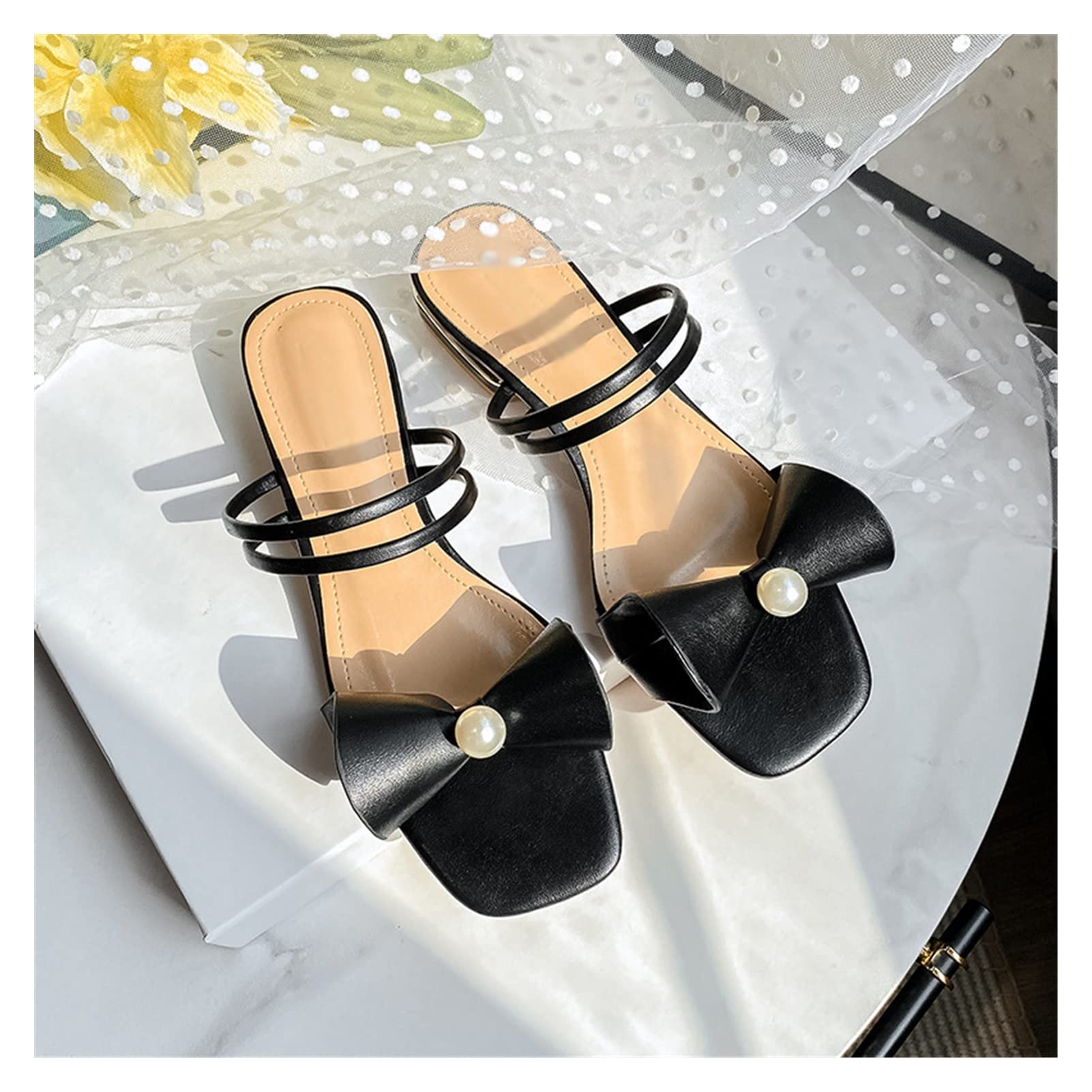 JSJFXZ Women's Summer Slippers - Fashionable Casual Sandals with Low Heel for Outdoor Wear | Breathable Comfort Slides | Perfect for Beach, Poolside, and Home Use (Color B, Size 41)