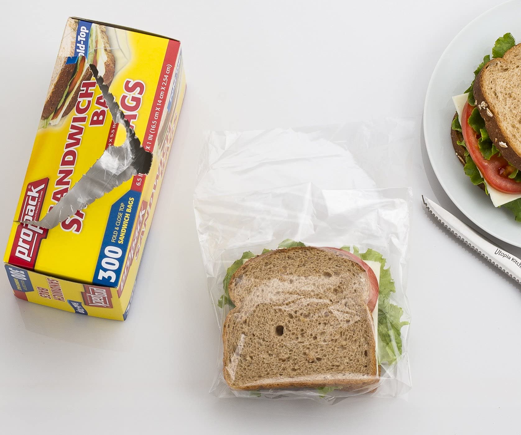 Disposable Plastic Sandwich Bags With Fold Close Top - 900 Bags (3 Packs) | Ideal for Food Storage, Meal Prep, School Lunches, Picnics & Travel | Perfect for Sandwiches, Fruits, Nuts, Snacks & More