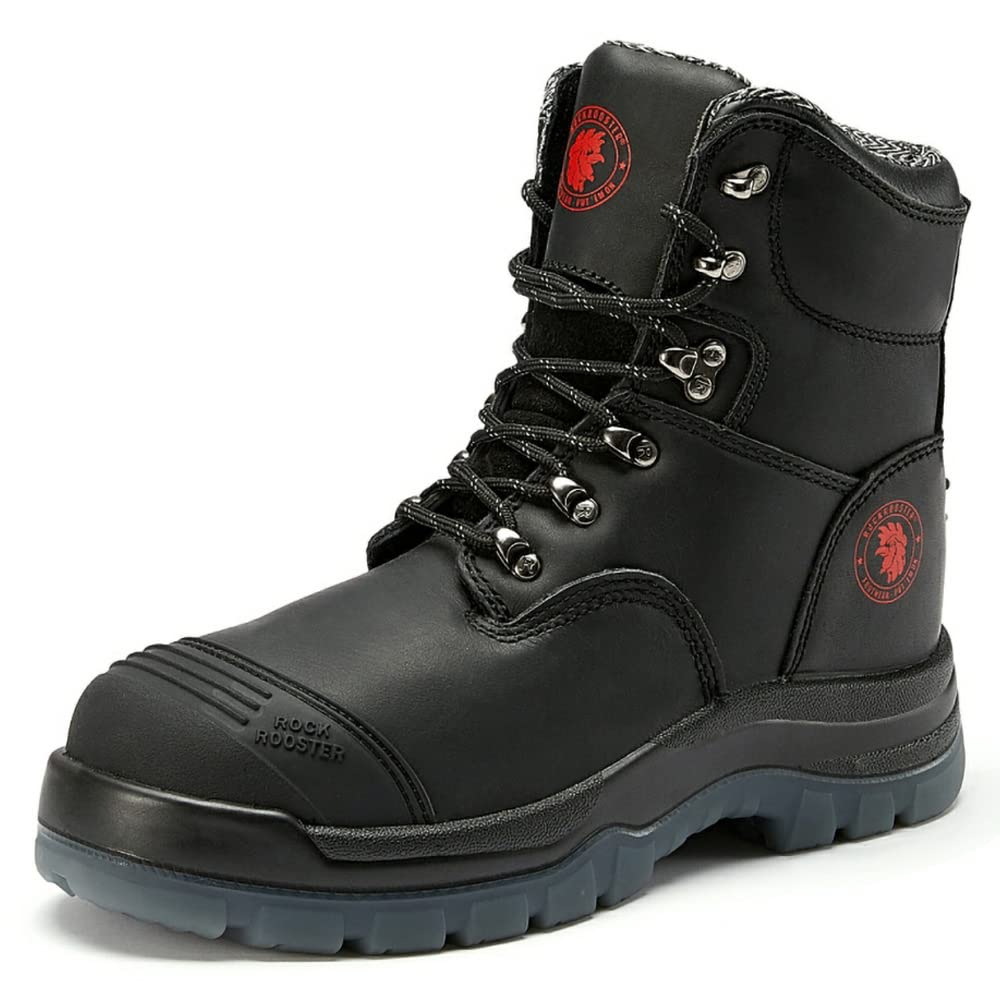 ROCKROOSTER 7-Inch Steel Toe Work Boots for Men & Women - Breathable Safety Shoes with Side Zipper, Non-Slip Industrial Construction Work Boots | Perfect for Construction Sites, Warehouse Work & Outdoor Labor