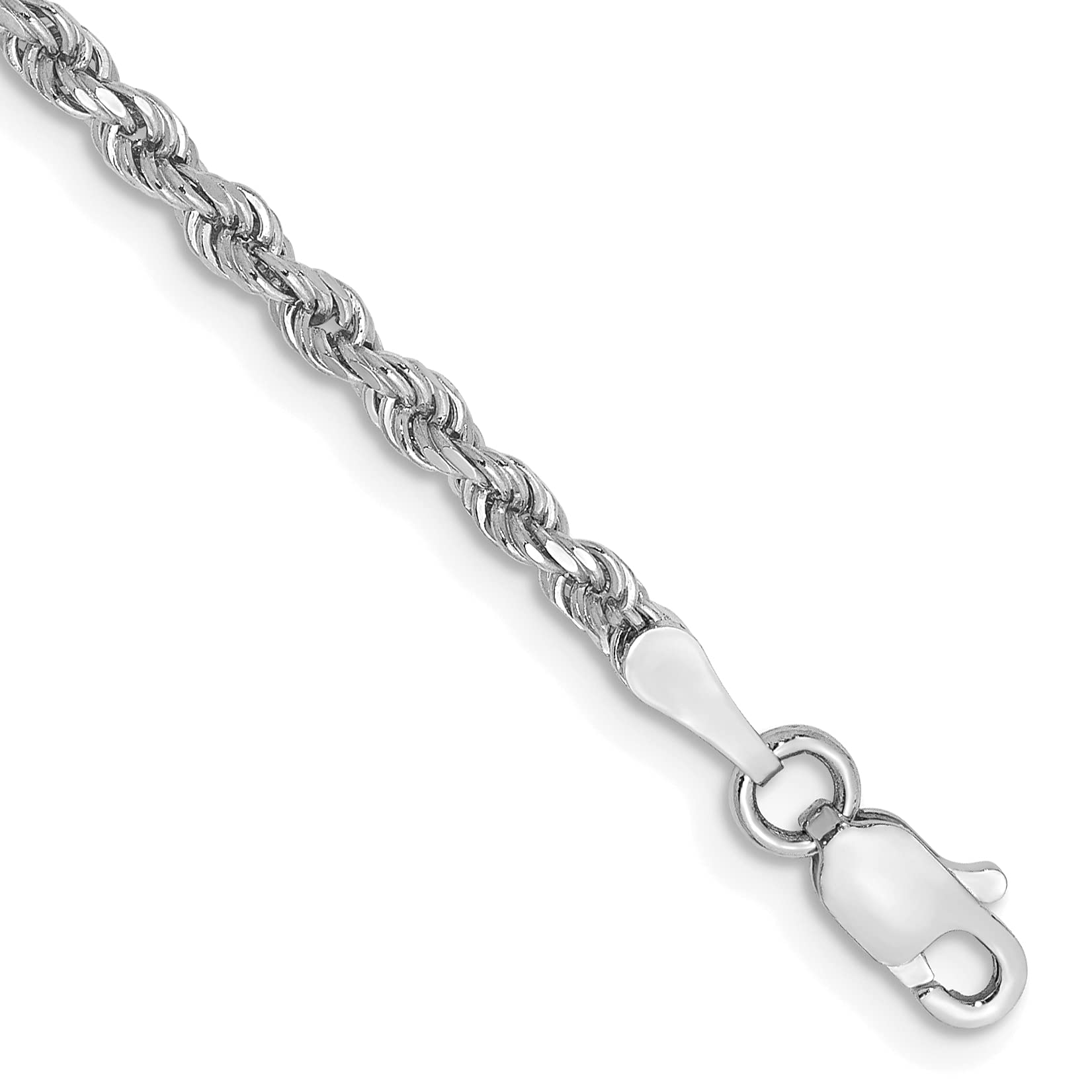 14K Solid White Gold 2.25mm Rope Chain Anklet Bracelet for Women - Dainty Summer Beach Jewelry, Perfect for Vacation, Pool Party & Casual Wear