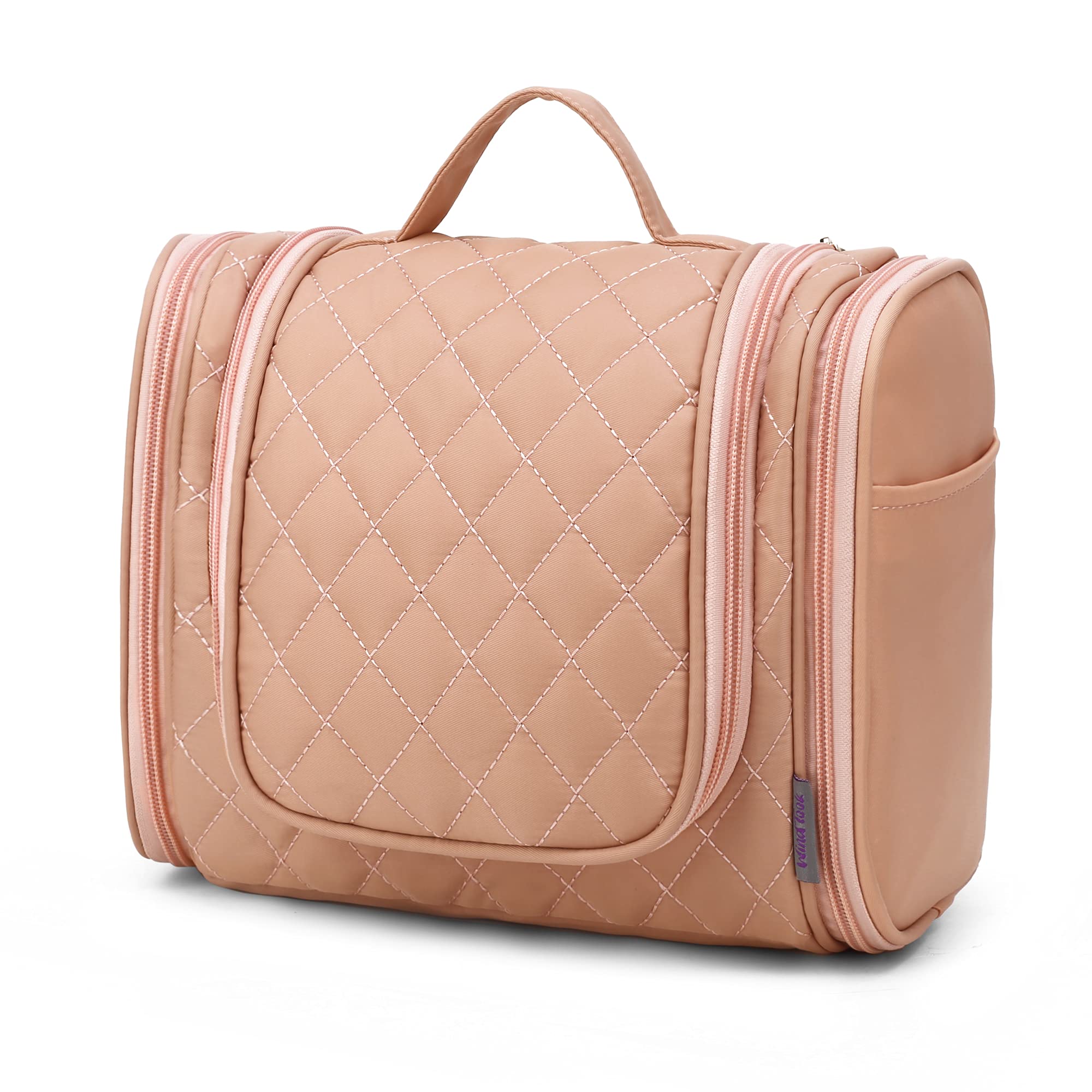 Windtook Hanging Travel Toiletry Bag with Mirror - Waterproof Cosmetic Organizer for Men & Women (9.4x4.7x8.3 Inch, Pink) - Perfect for Airplane, Gym, Camping & Business Trips