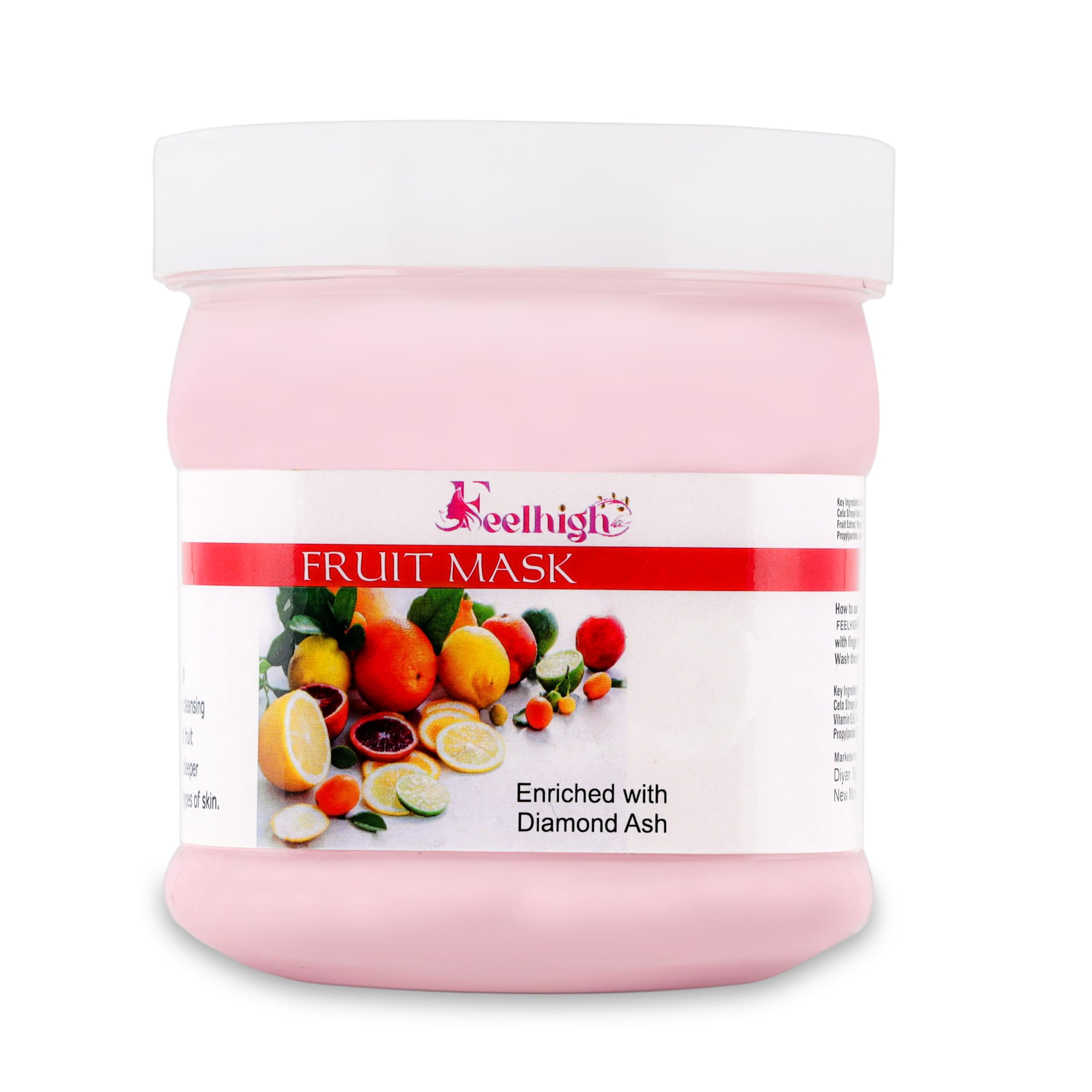 FEELHIGH Fruit Face Mask with Mixed Fruit Extract & Orange Peel Extract - 500ml Jar for Blemish-Free Skin, Acne Treatment & Gentle Exfoliation | Hydrating & Brightening Skincare for Daily Use & Spa Nights