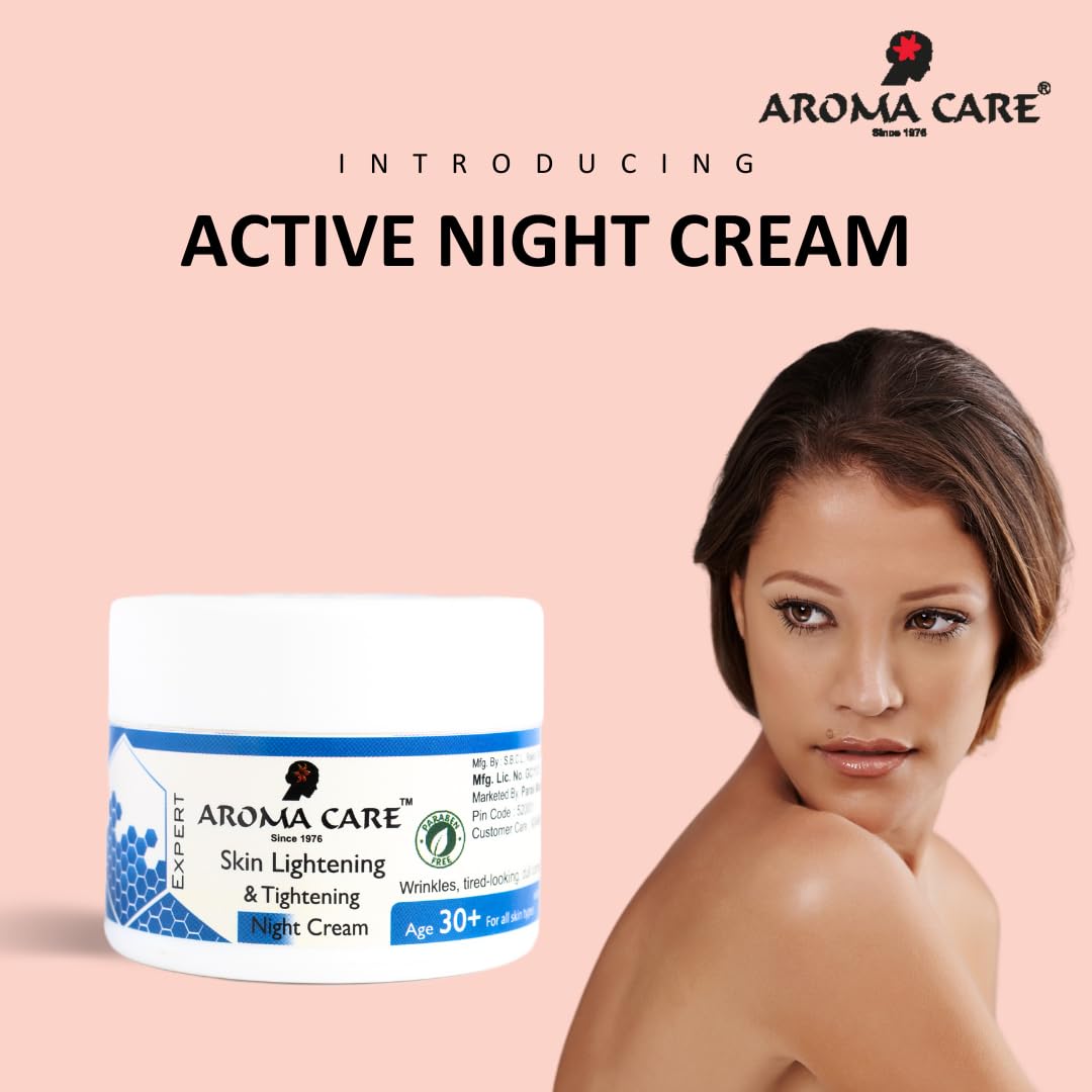 AROMA CARE Skin Lightening & Tightening Night Cream - Brightening & Anti-Aging Face Moisturizer for Dark Spots & Wrinkles | Perfect for Nighttime Skincare Routine & Hydration