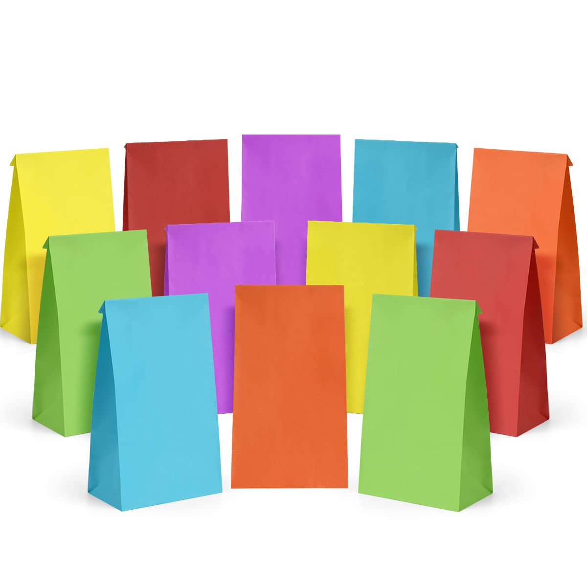 30 Pcs Colorful Party Favor Bags - 6 Rainbow Colors Small Gift Bags 5x2.95x9.45 Inch - Kraft Paper Treat Bags for Birthday Party, Wedding Favors, Baby Shower & Craft Activities - Perfect for Candy, Gifts & Party Decorations