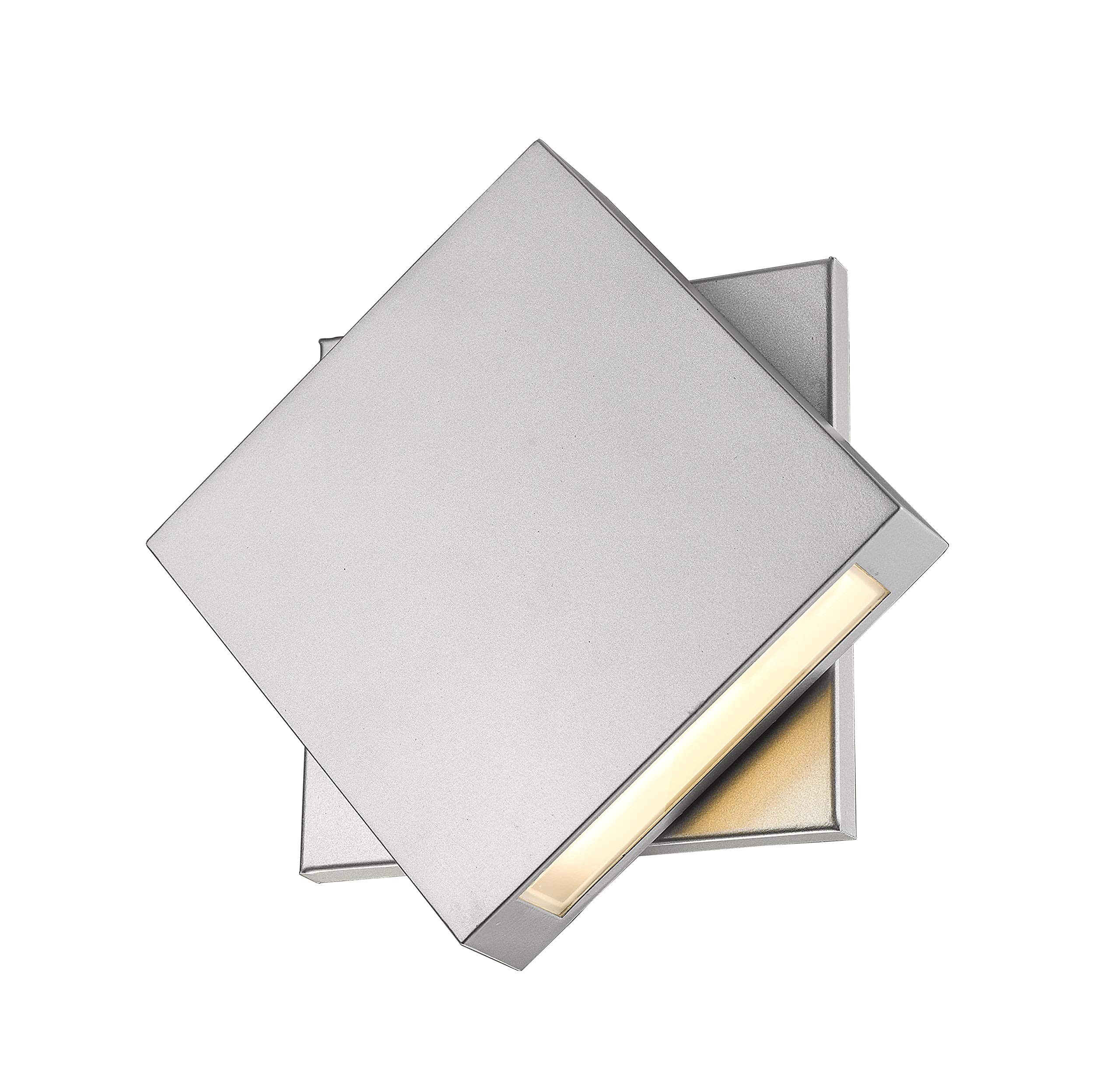Quadrate 1 Light Outdoor Wall Sconce - Silver Finish - Weatherproof Exterior Lighting for Porch, Patio, and Garden