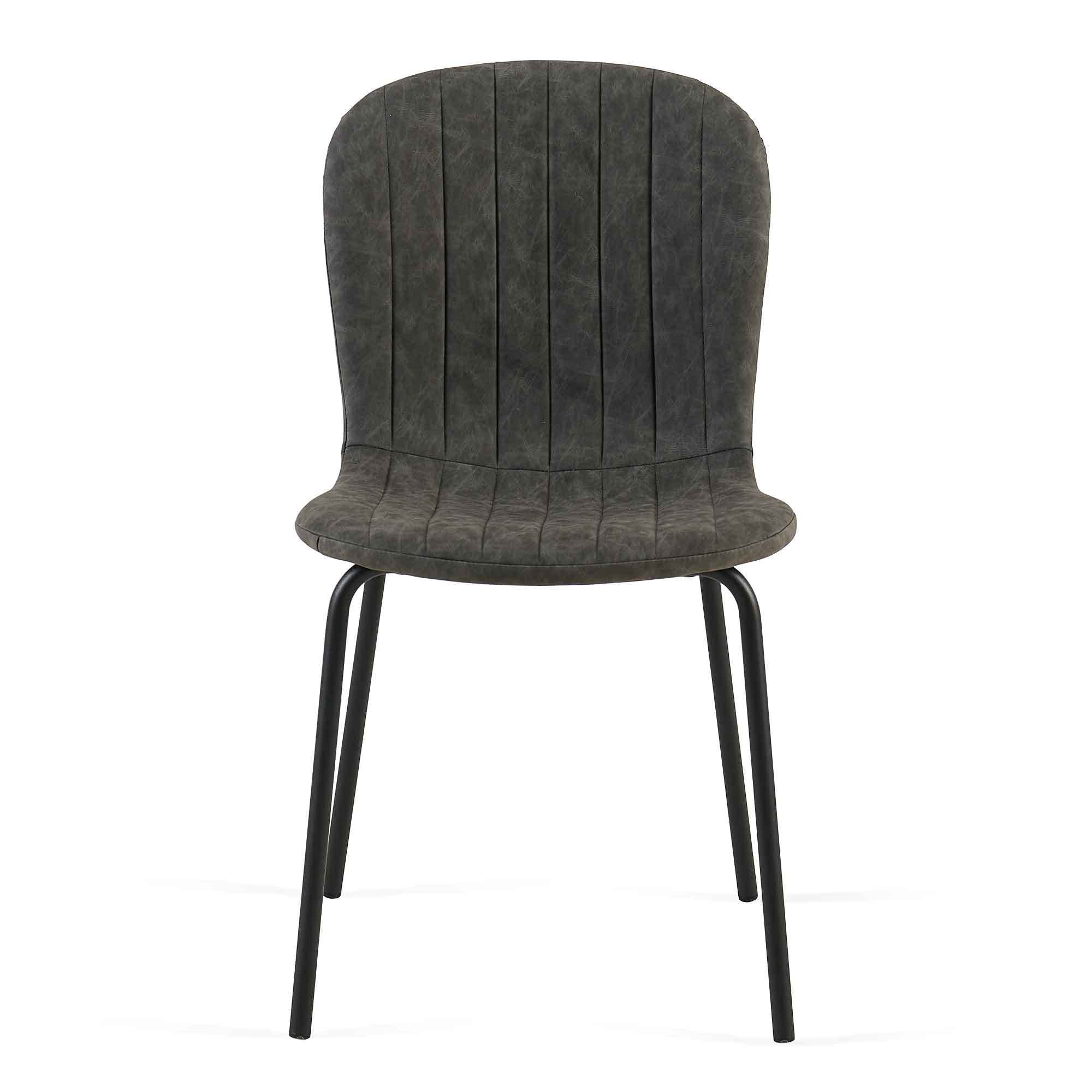 Dark Grey Faux Leather Dining Chairs Set of 4 - Mid Century Modern PU Leather Upholstered Kitchen Chairs for Dining Room & Home Decor | Perfect for Small Spaces & Entertaining Guests