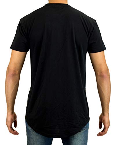 Bleecker & Mercer Men's Hip Hop Streetwear Longline Scoop Bottom T-Shirt - Urban Fashion, Hipster Style, Oversized Fit for Casual Wear & Street Style Outfits