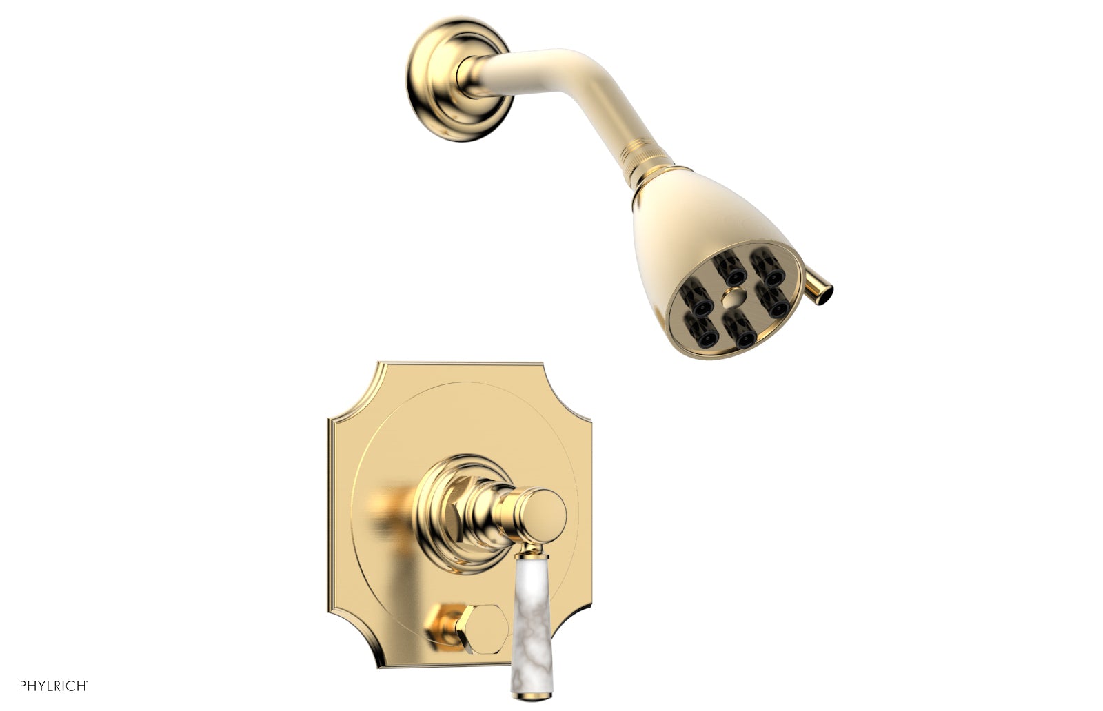 HENRI Pressure Balance Shower and Diverter Set with White Marble Handle - No Spout Included - Perfect for Modern Bathroom Renovations and Spa-Like Shower Experience