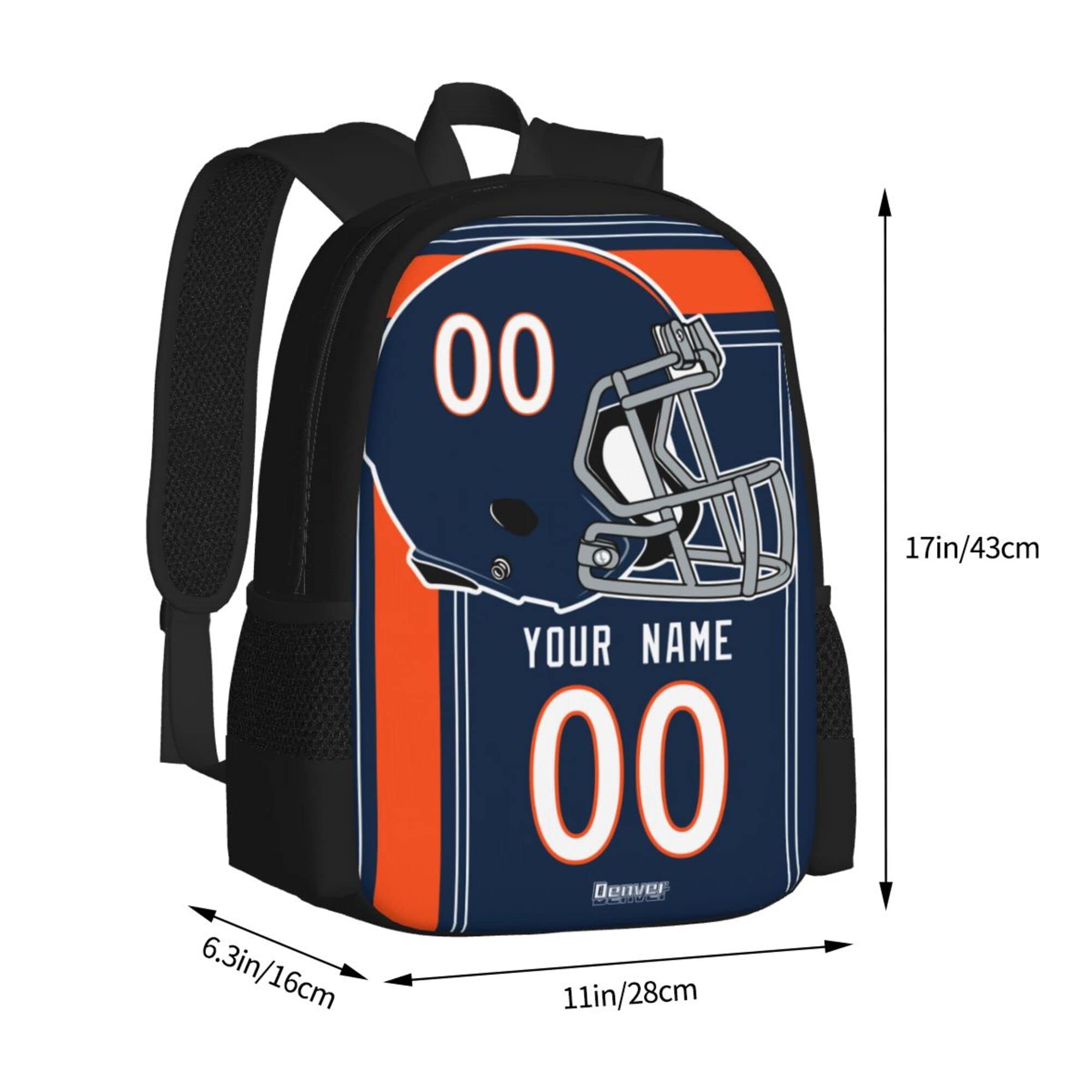 ANTKING Denver Backpack - Customizable High Capacity Backpack with Personalized Name & Number - Perfect Gift for Kids, Men & Sports Fans - Ideal for School, Travel & Game Day