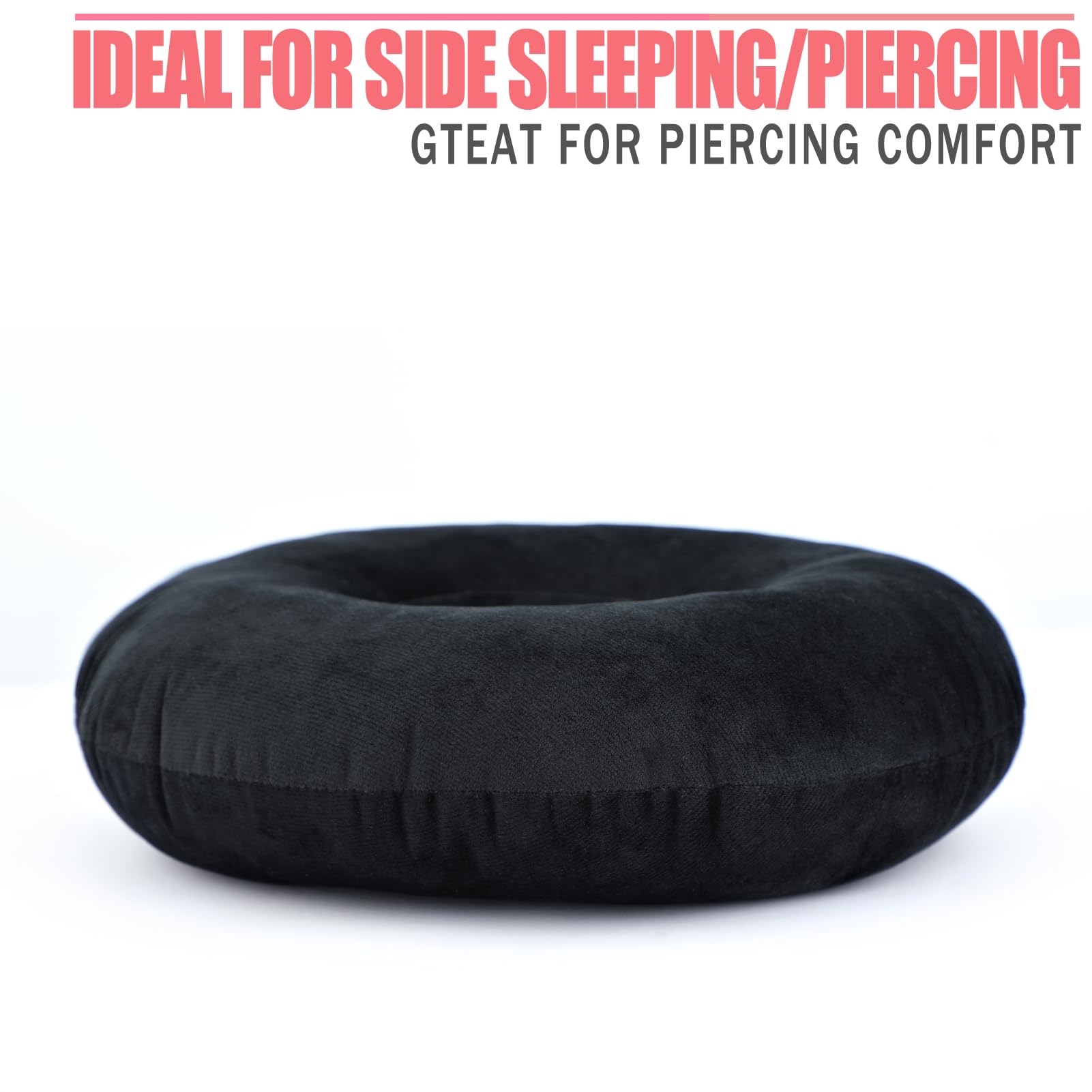 CNH Ear Piercing Pillow for Side Sleepers - Black Velvet Head Support with Ear Hole for Pain Relief & Pressure Protection | Perfect for Post-Piercing Care, Sensitive Ears & Comfortable Side Sleeping
