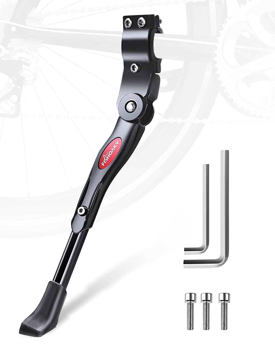 FISHOAKY Adjustable Aluminum Alloy Bicycle Kickstand - Universal Side Mount Bike Stand for 24