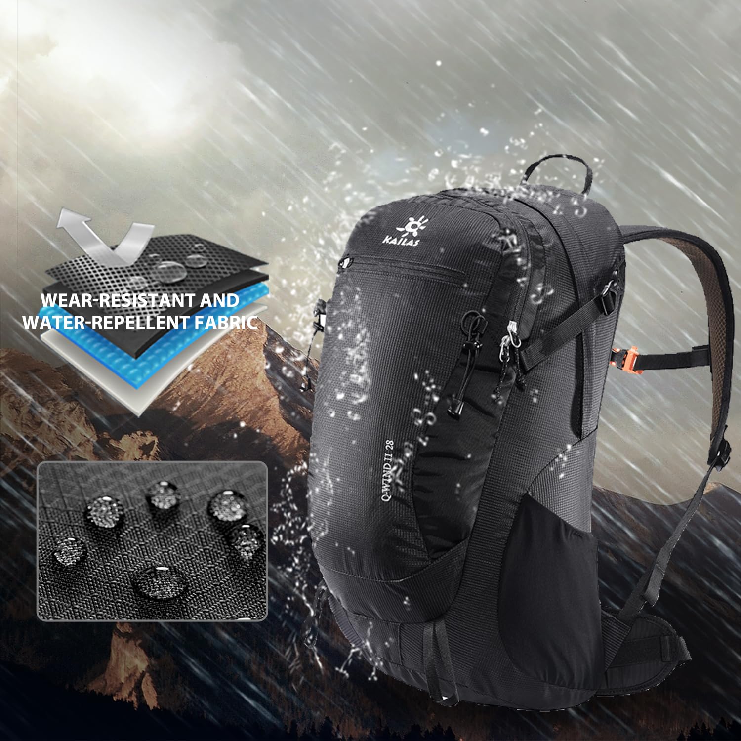 KAILAS Q-WIND II 28L Lightweight Hiking Backpack for Men & Women - Waterproof Daypack with Rain Cover for Outdoor Travel, Camping & Trekking