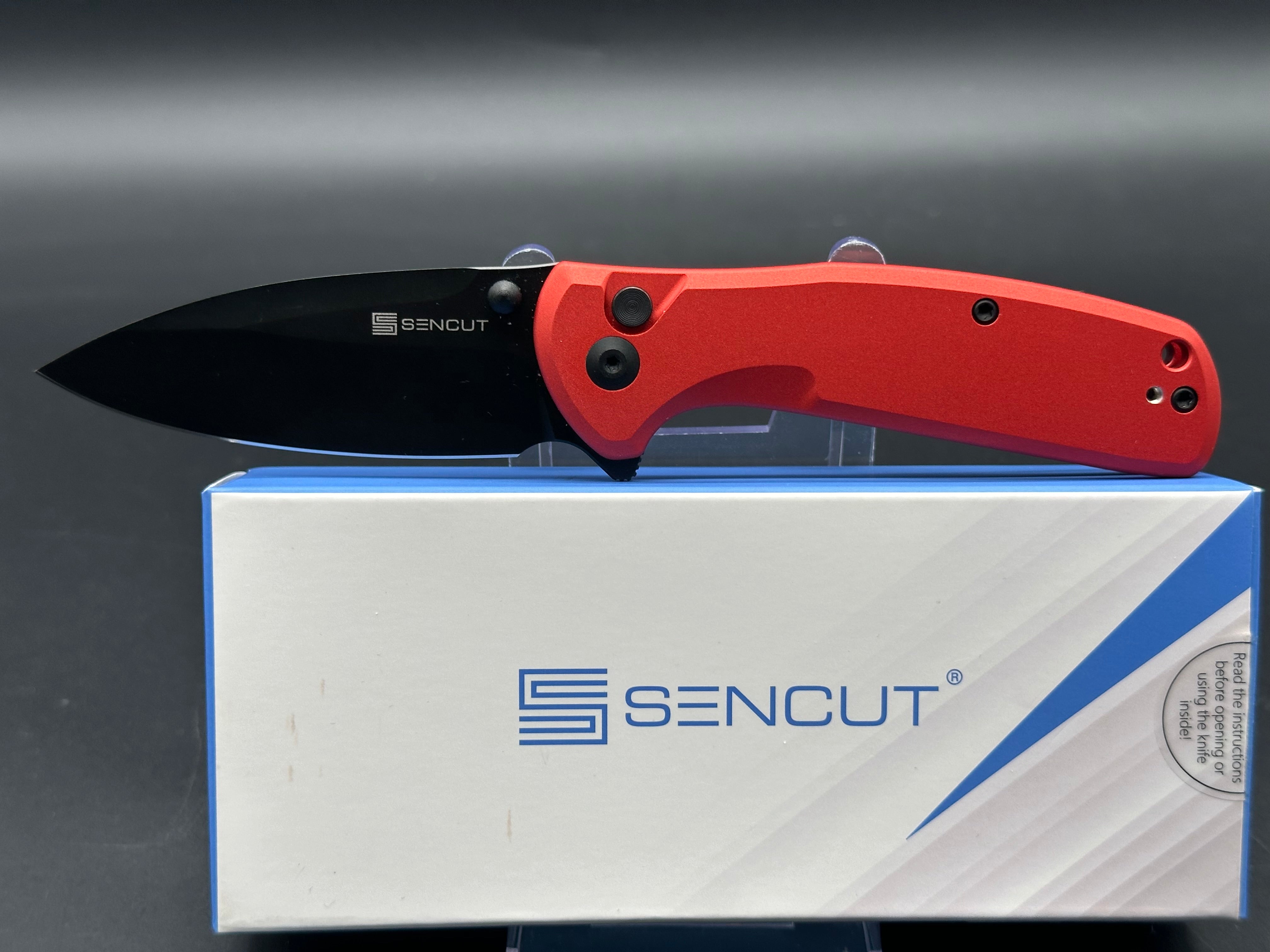 Sencut ArcBlast Red Aluminum Button Lock Folding Knife - EDC Pocket Knife for Outdoor Camping, Hiking & Everyday Carry