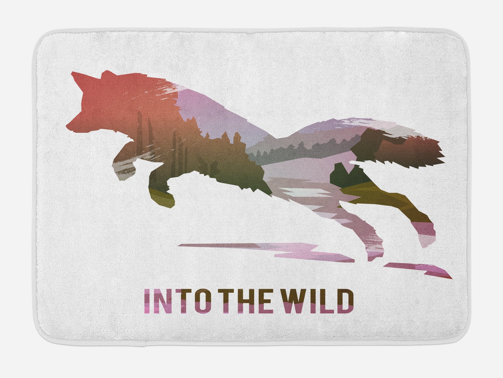 Ambesonne Fox Bath Mat - Soft Plush Non-Slip Bathroom Rug with Jumping Fox Silhouette Design, Woodland Wilderness Hunting Theme, 30.2
