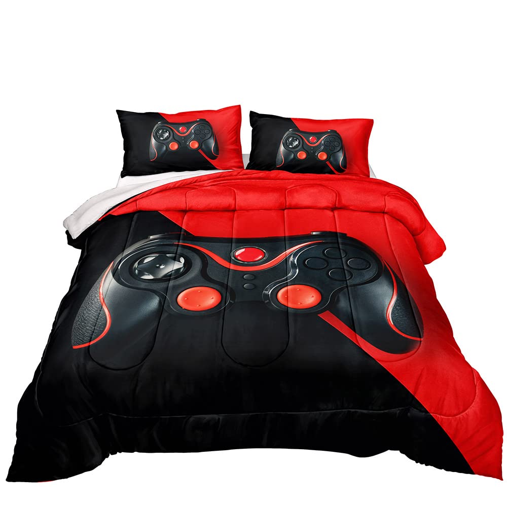 Z.Jian HOME Gaming Comforter Set for Boys & Teens - Video Game Controller Design, All-Season Down Alternative Bedding, Queen Size - Perfect for Gamer Bedrooms, Teen Dorm Rooms & Gaming Themed Decor