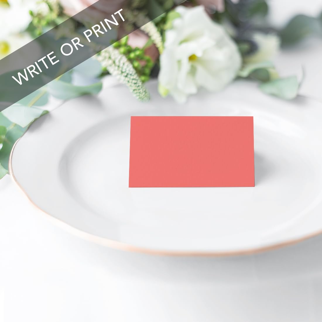 Andaz Press Printable Table Tent Place Cards - 20-Pack Coral Blank Name Cards for Wedding, Baby Shower & Graduation | Perfect for Seating Arrangements, Buffet Labels & Event Decorations