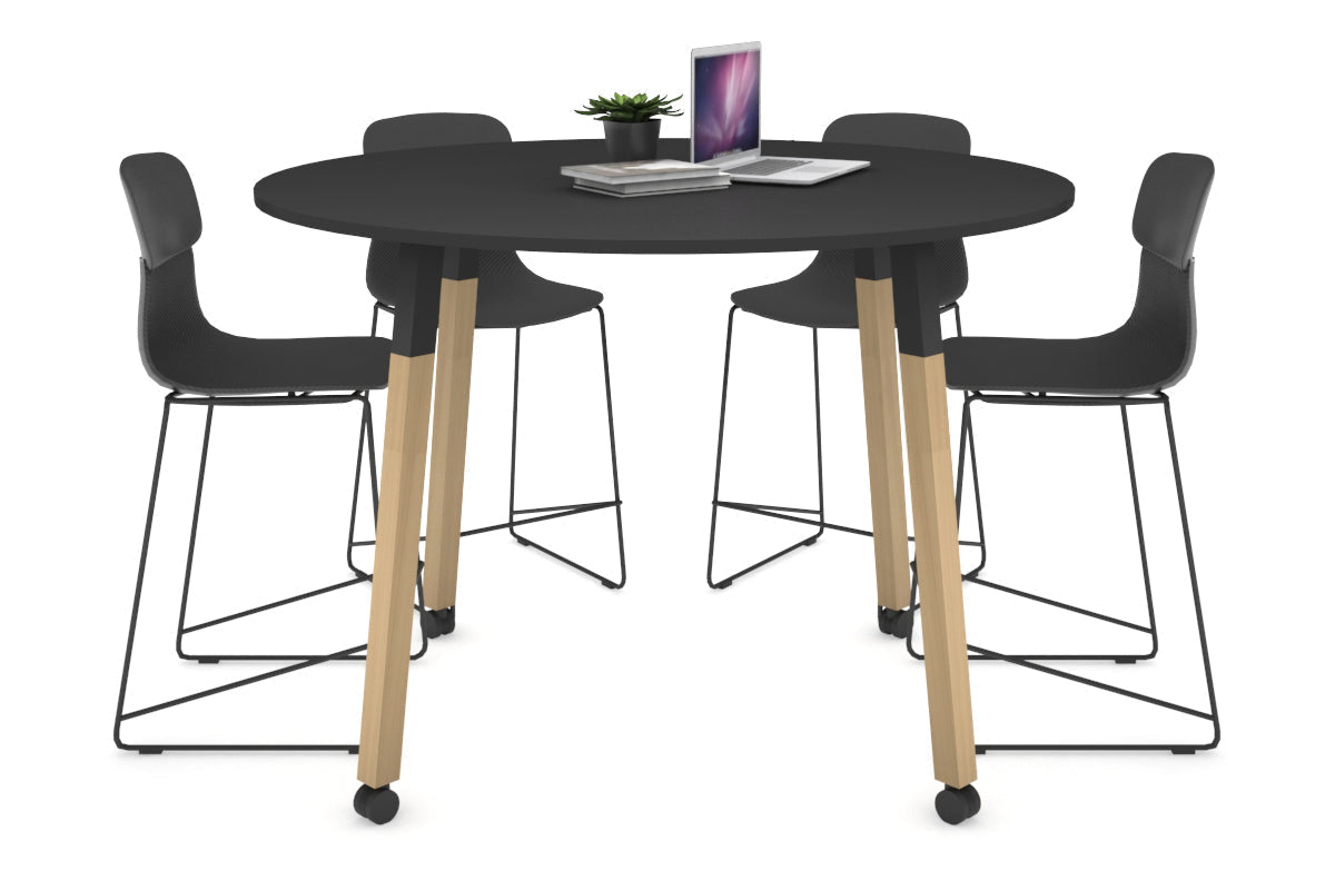 Solid Wood Round Dining Table with Quadro Counter Design - 47 Inch (1200mm) - Perfect for Kitchen, Dining Room, and Small Space Gatherings