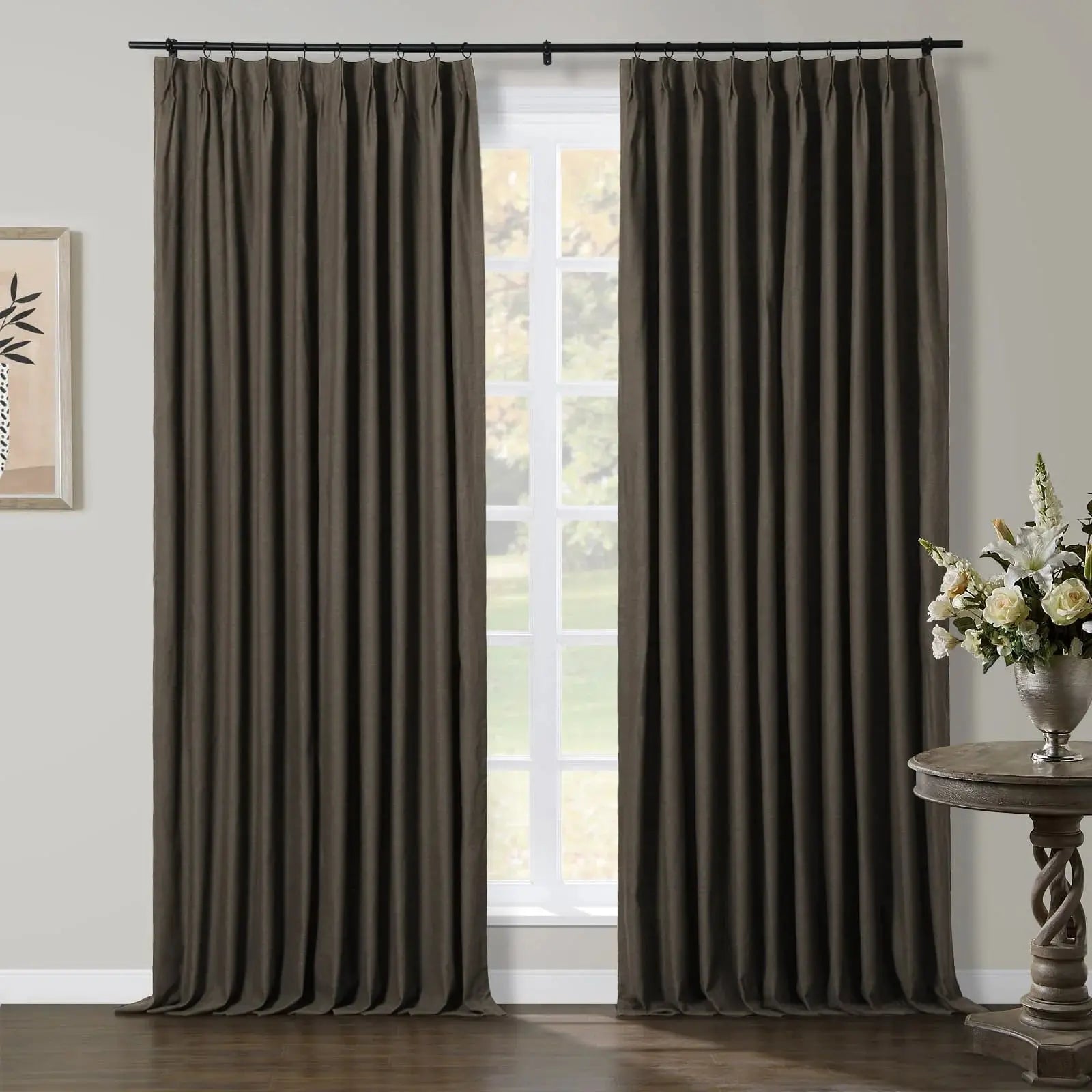 Luxury Linen Cotton Pleated Curtains - Blackout Drapes for Living Room & Bedroom - Elegant Home Decor Window Treatments