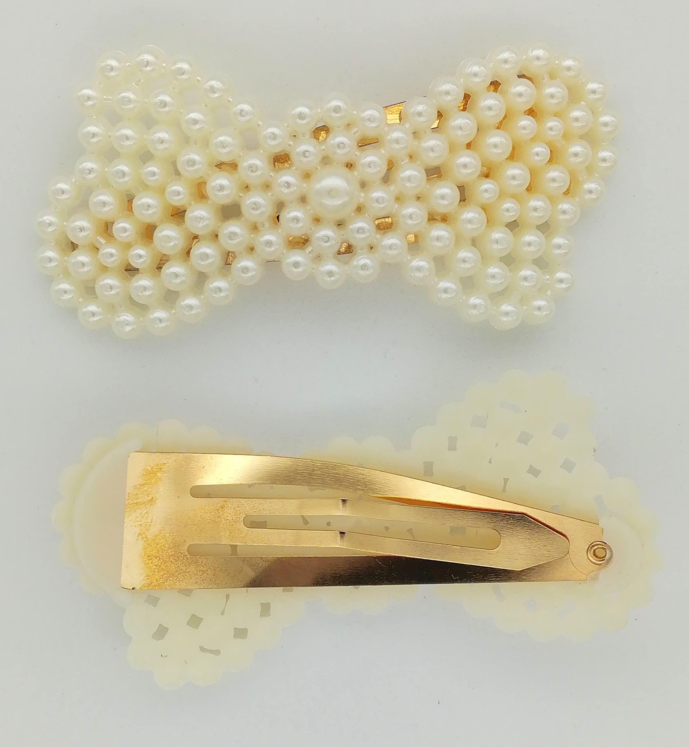 Elegant Kanthan Pearl Hair Clips & Barrettes for Women & Girls - 2-Pack Bow Hair Ties & Pins - Perfect for Weddings, Parties & Everyday Hair Accessories