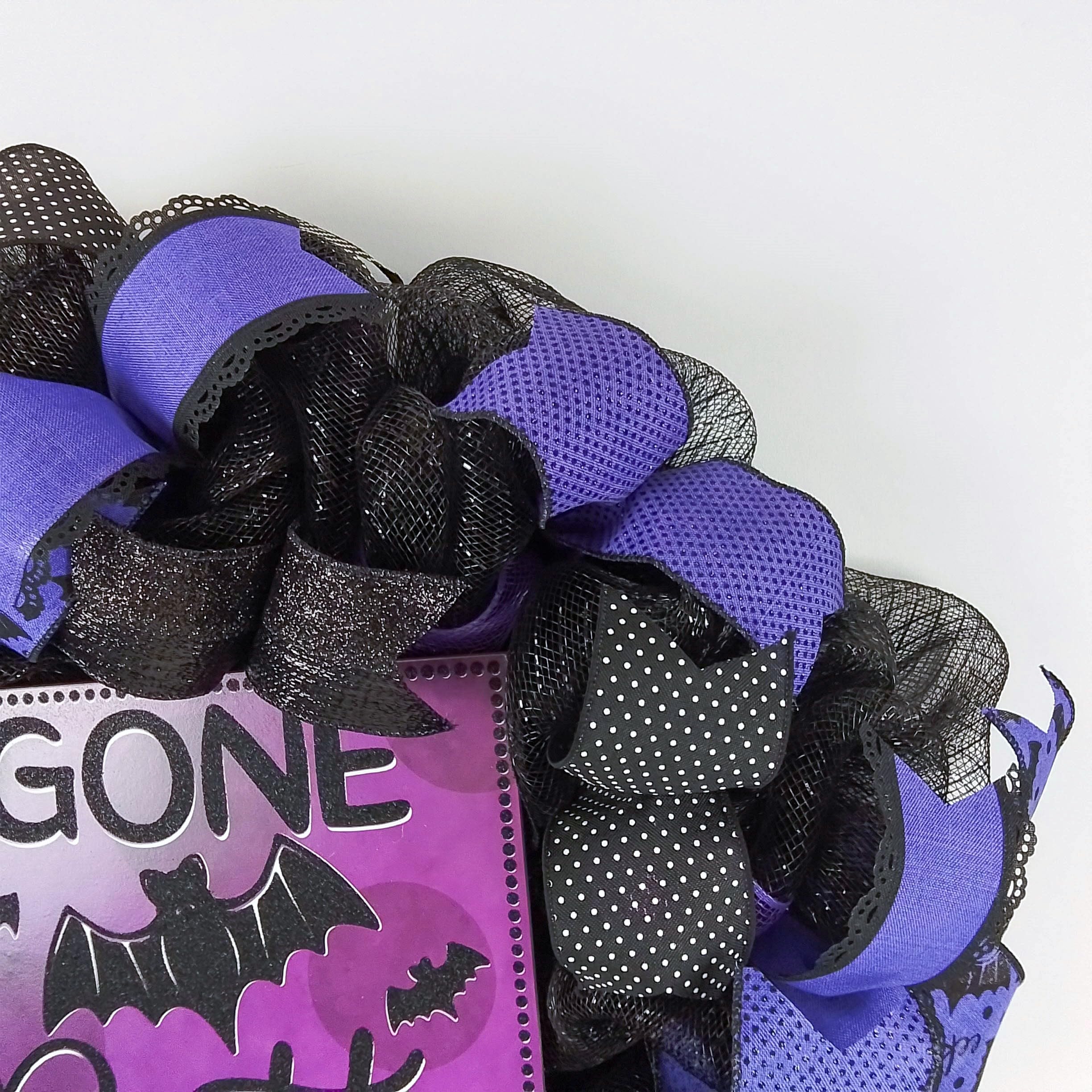 Halloween Bat Wreath for Front Door - Black & Purple Mesh Decor - Perfect for Spooky Home, Party & Outdoor Halloween Decorations