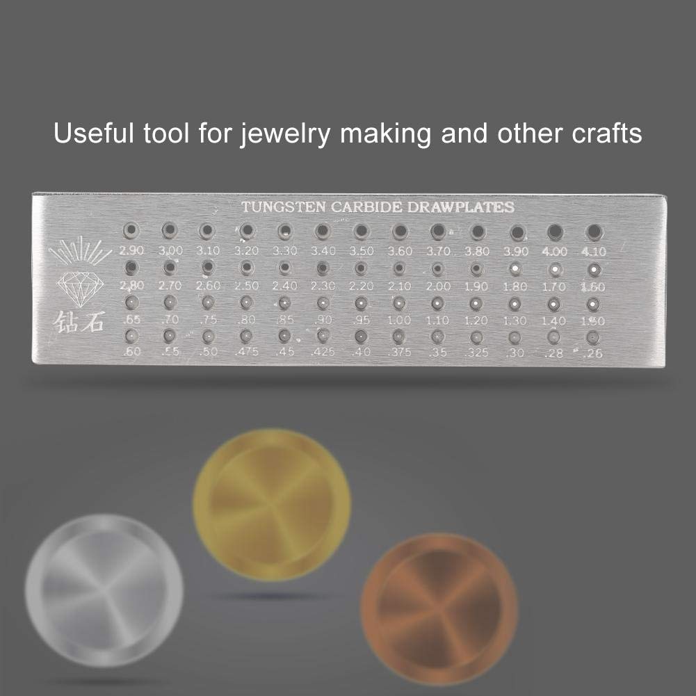 Premium Tungsten Carbide Wire Draw Plate for Jewelry Making & Repair - 52 Round Holes (0.26mm-4.10mm) - Professional Jewelry Tool for Wire Drawing, Shaping & Sizing - Perfect for DIY Jewelry Crafting, Metalworking & Goldsmithing