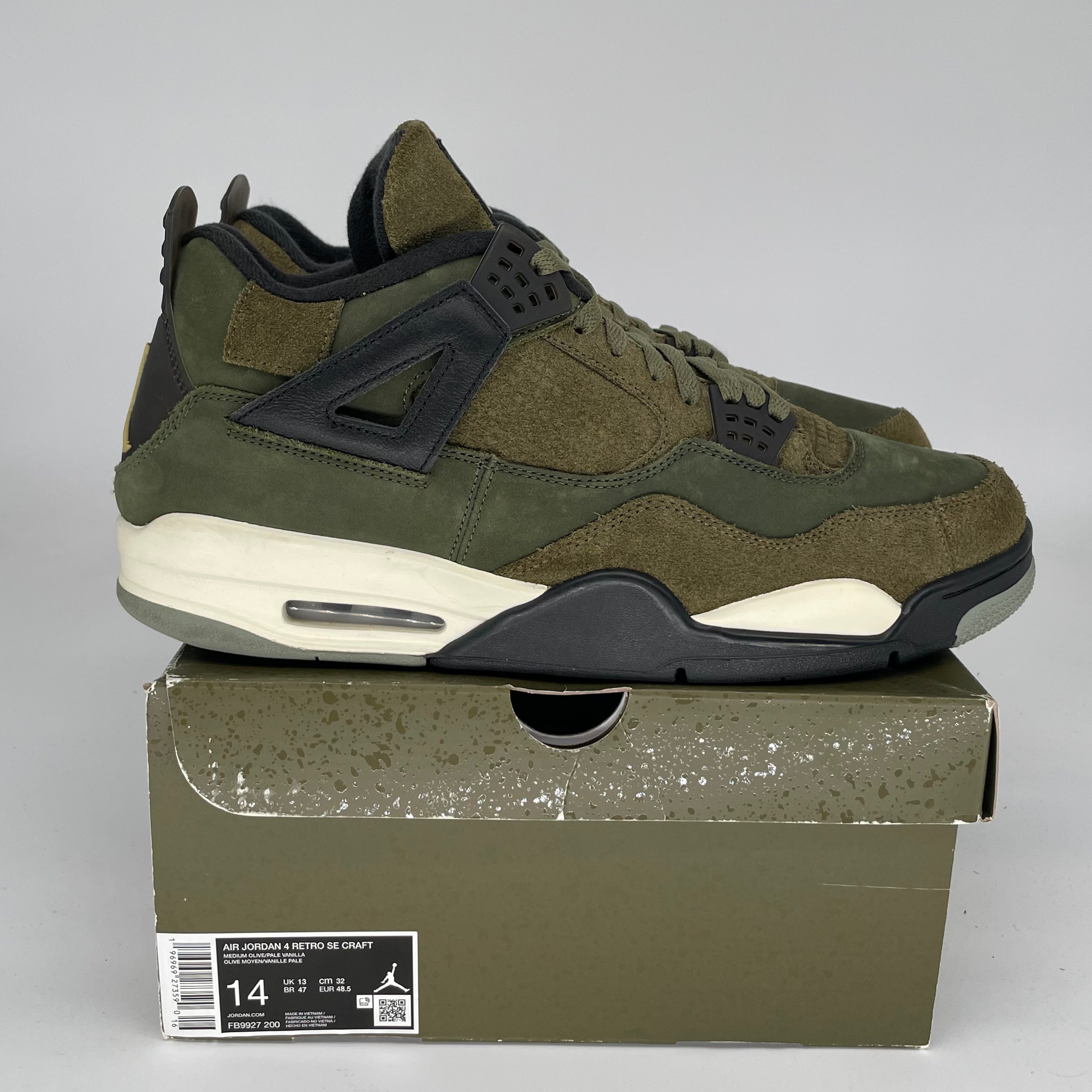 AIR JORDAN 4 CRAFT MEDIUM OLIVE MEN'S BASKETBALL SHOES SIZE 14 FB9927-200 - Perfect for Streetwear, Sneaker Collecting & Basketball Games