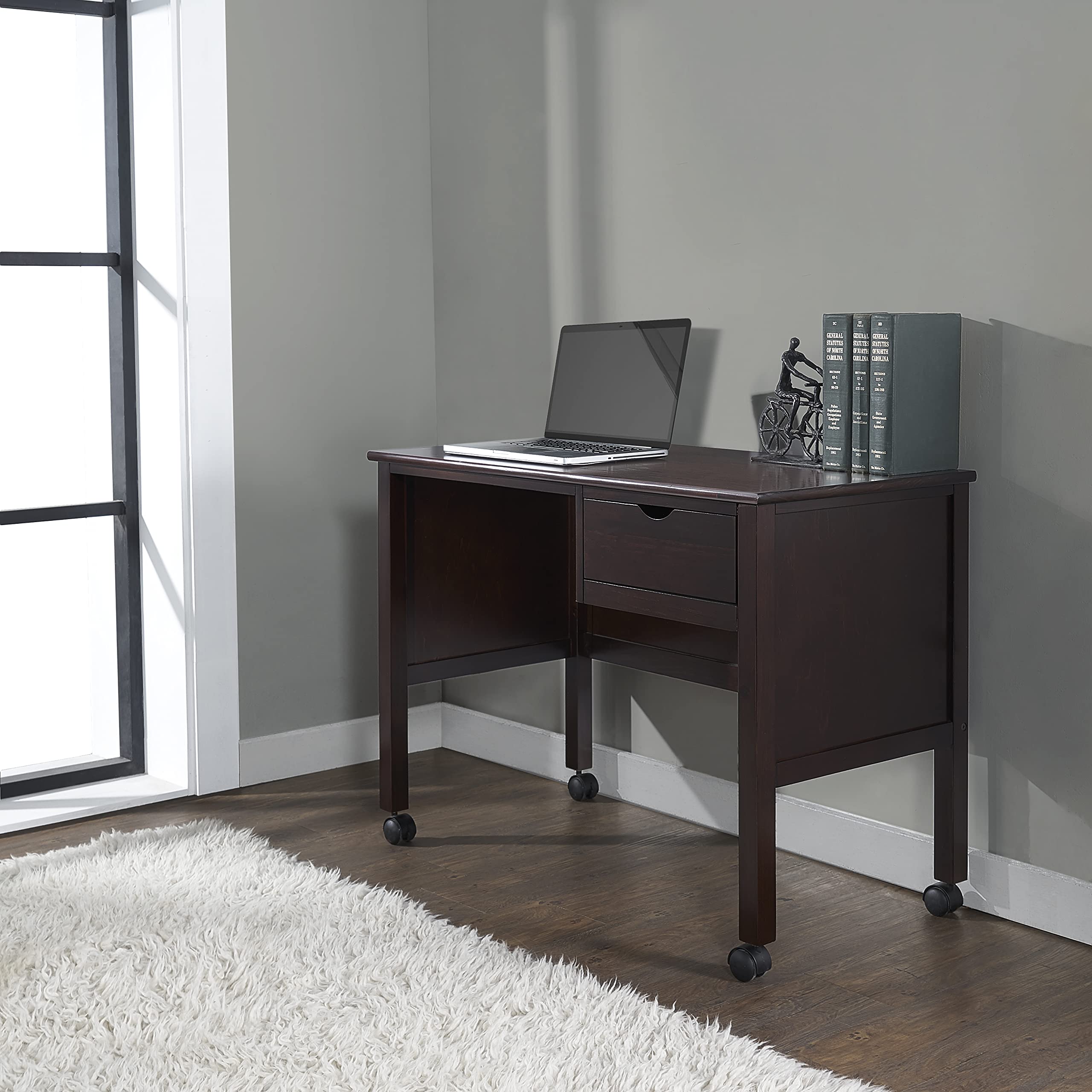 Hillsdale Schoolhouse 4.0 Wooden 1-Drawer Desk in Chocolate - Perfect for Home Office, Study Room & Dormitory Workspace