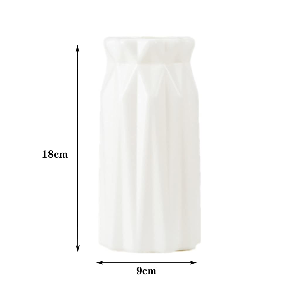 Modern Geometric Plastic Flower Vase - White Decorative Vase for Home, Office & Wedding Decor | Living Room Centerpiece, Tabletop Decor, Gift Idea