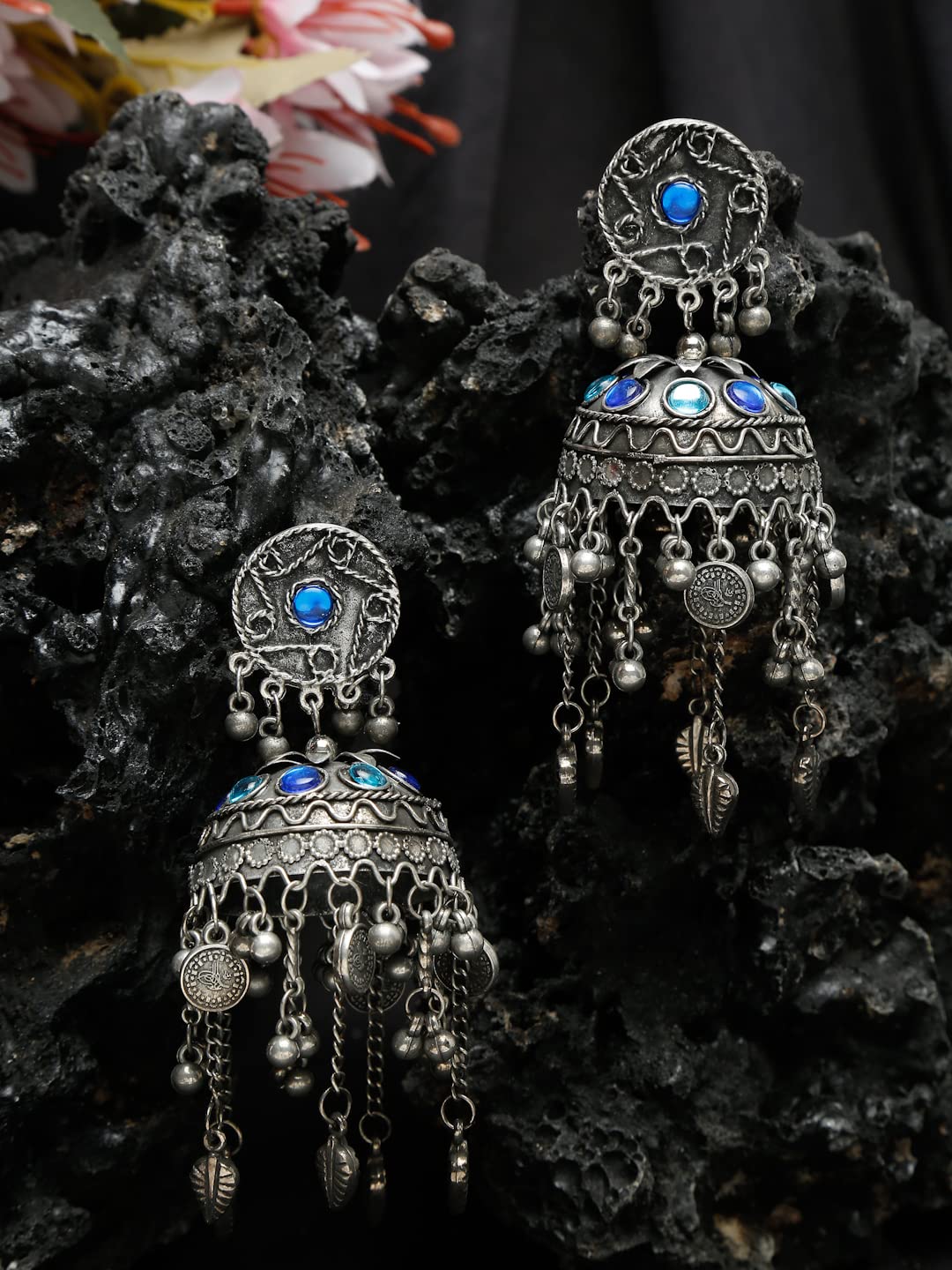Celebrity Inspired Oxidized Silver Jhumka Earrings for Women & Girls – Big Statement Ethnic Jewelry for Parties, Weddings & Festive Occasions
