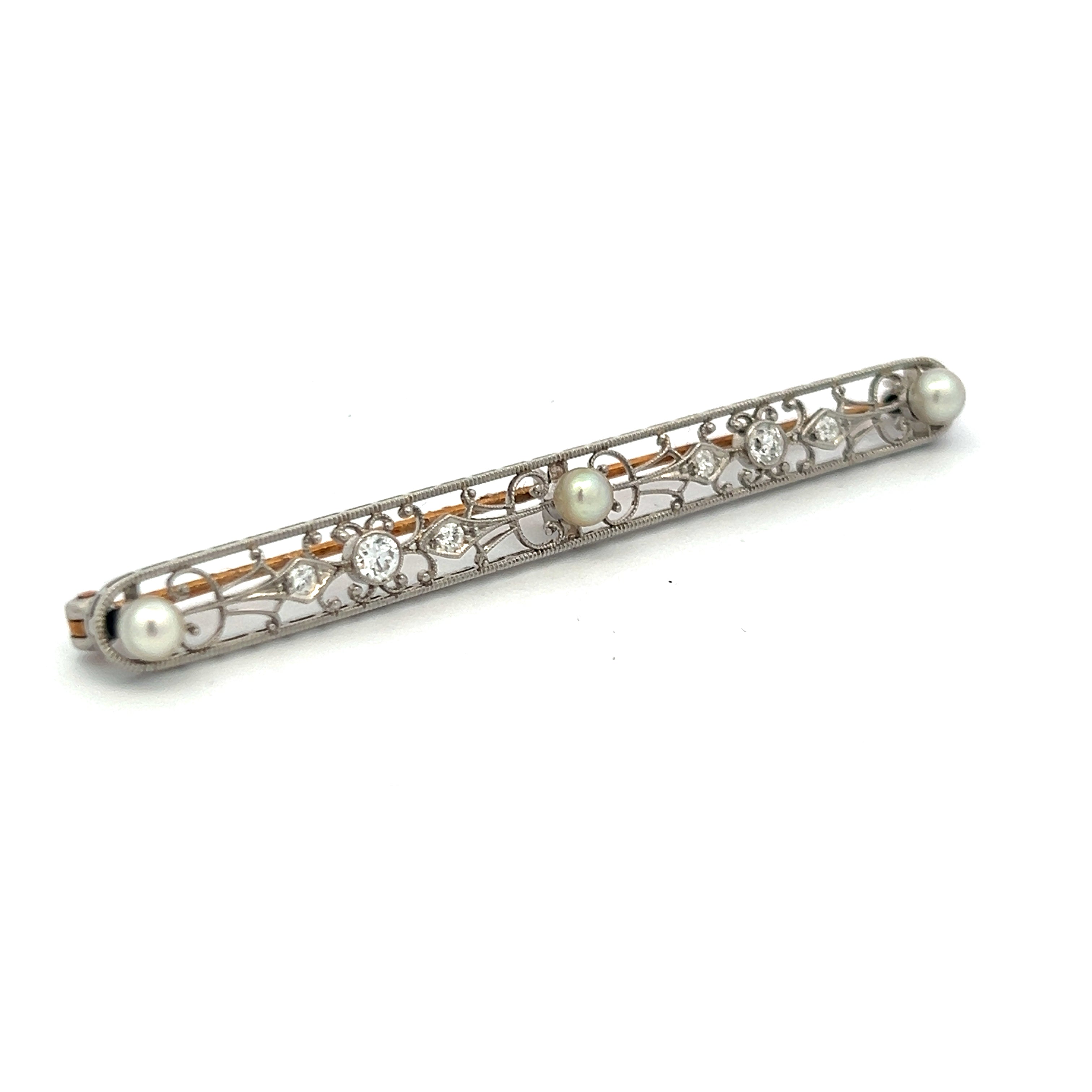 0.15 Carat Old European Cut H VS1 Diamond 18K Two-Tone Gold Pin Brooch - Vintage Jewelry for Weddings, Parties & Special Occasions