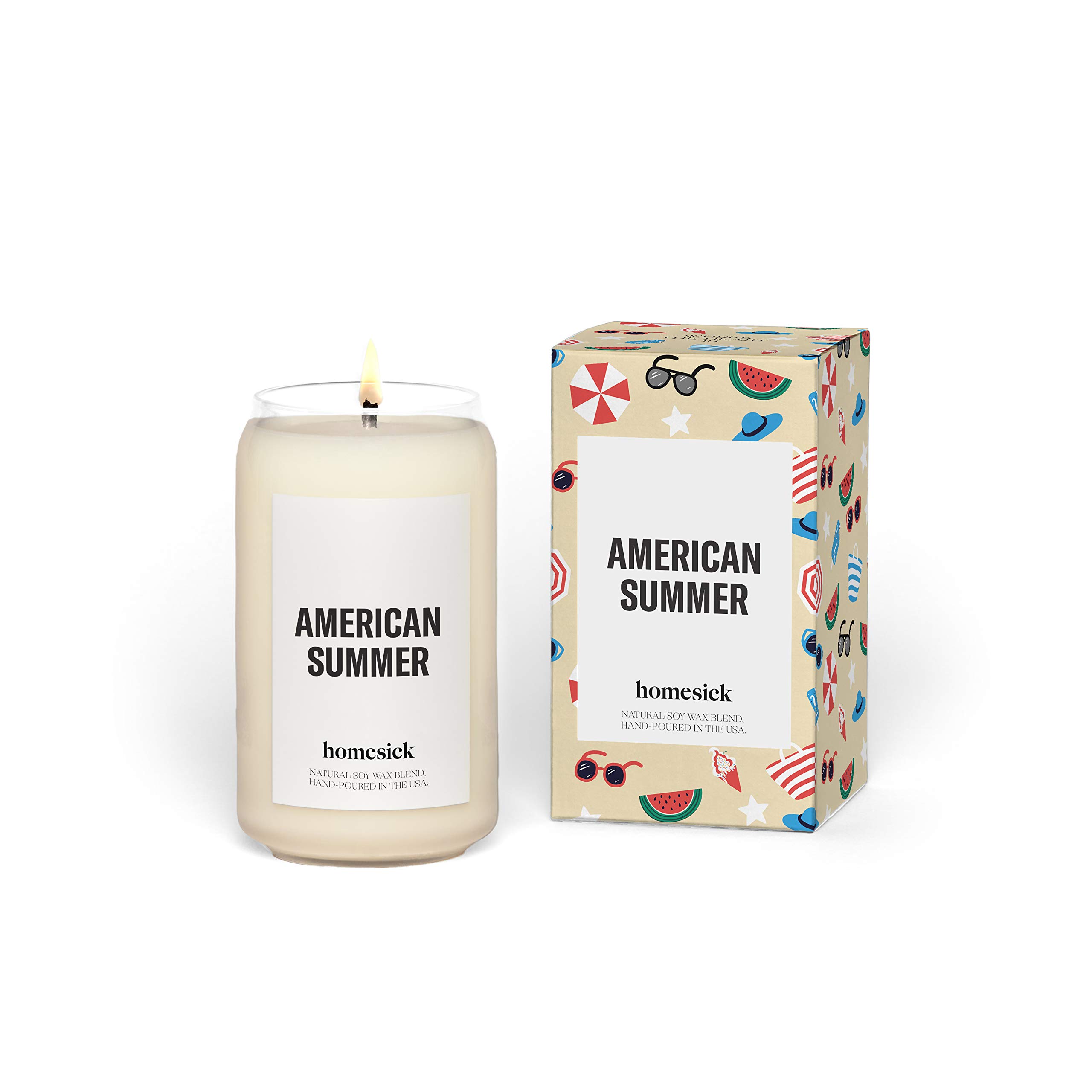 Premium American Summer Scented Candle - Lemon & Watermelon Aroma, 13.75 oz Natural Soy Blend, 60-80 Hour Burn Time, Home Decor & Relaxing Aromatherapy - Perfect for Living Rooms, Bedrooms, and Spa Nights