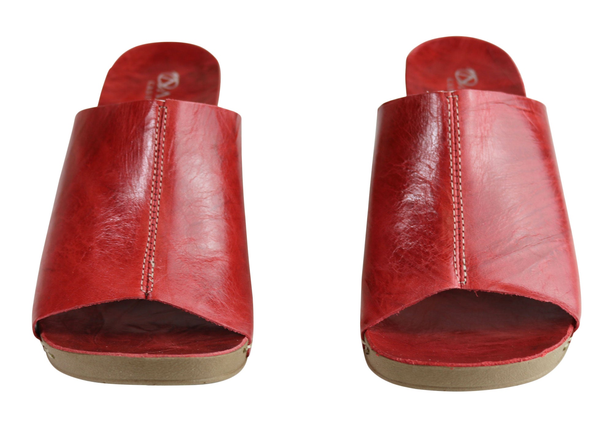 Andacco Women's Leather Mid Heel Sandals Slides - Comfortable Gallon Size Made in Brazil - Perfect for Summer, Beach, and Casual Outings