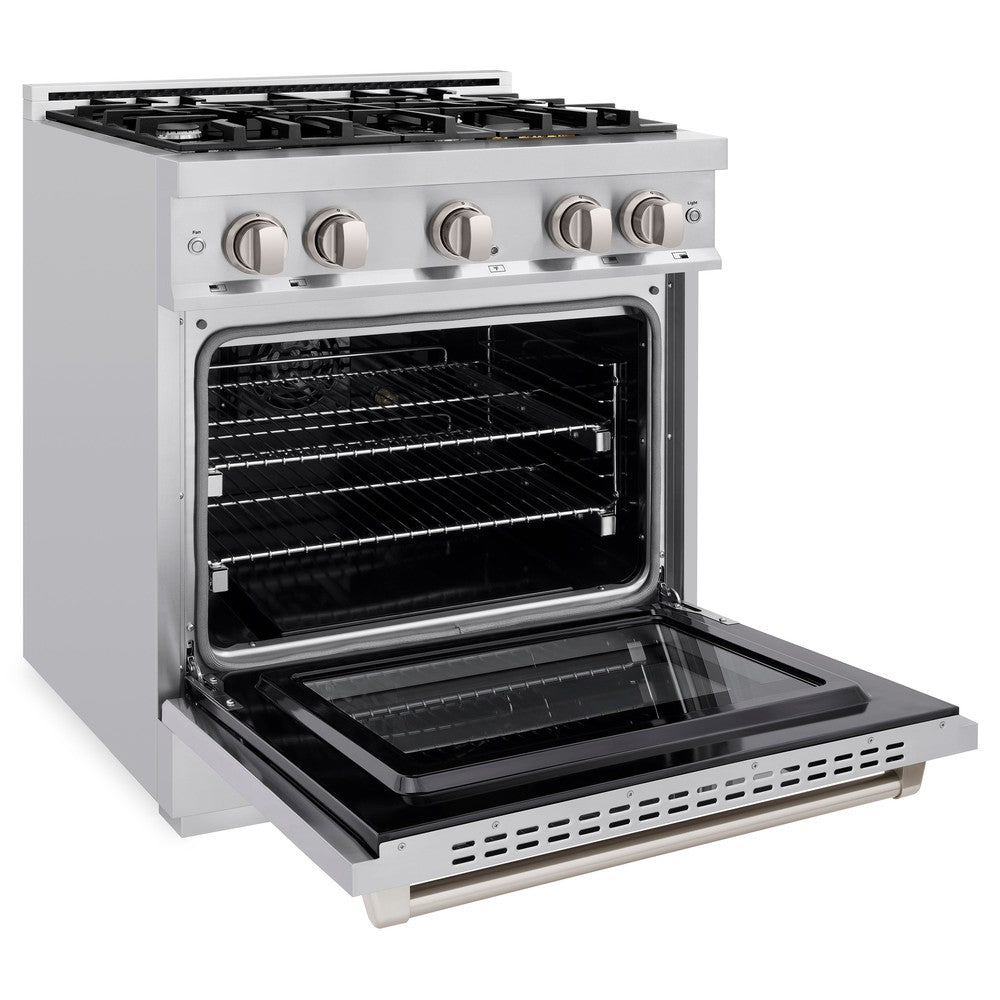 ZLINE HDR30 30-Inch Stainless Steel Dual Fuel Range - 4.2 cu. ft. Capacity, 4-Burner Gas Cooktop & Electric Convection Oven - Perfect for Home Kitchens & Professional Cooking