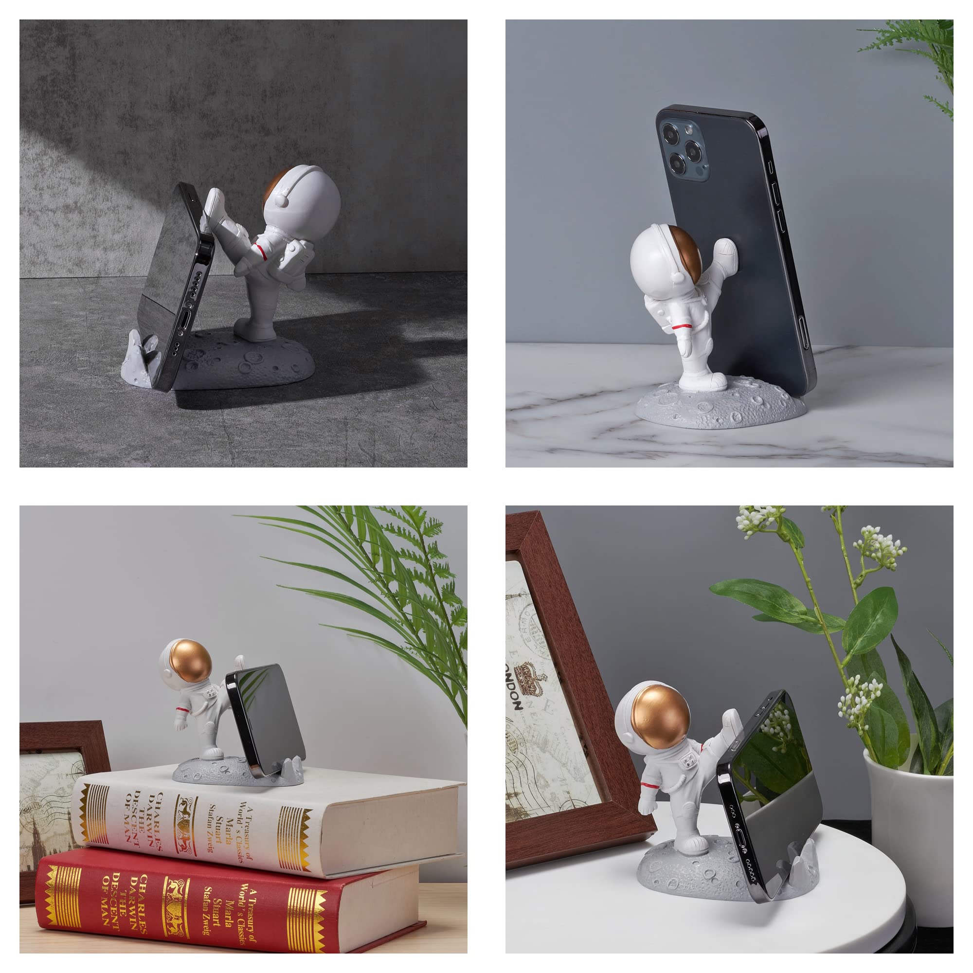 Creative Astronaut Cell Phone Stand - Spaceman Phone Holder for Desk, Unique Desktop Ornaments with Kicking Leg Design | Perfect for Office, Home Decor & Gift Ideas