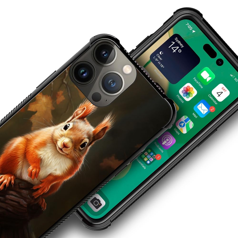 Cute Forest Squirrel iPhone 12 Mini Case for Girls - Shockproof Hard PC Back Cover with Anti-Scratch Picture Pattern Design | Perfect Gift for Nature Lovers & Daily Protection