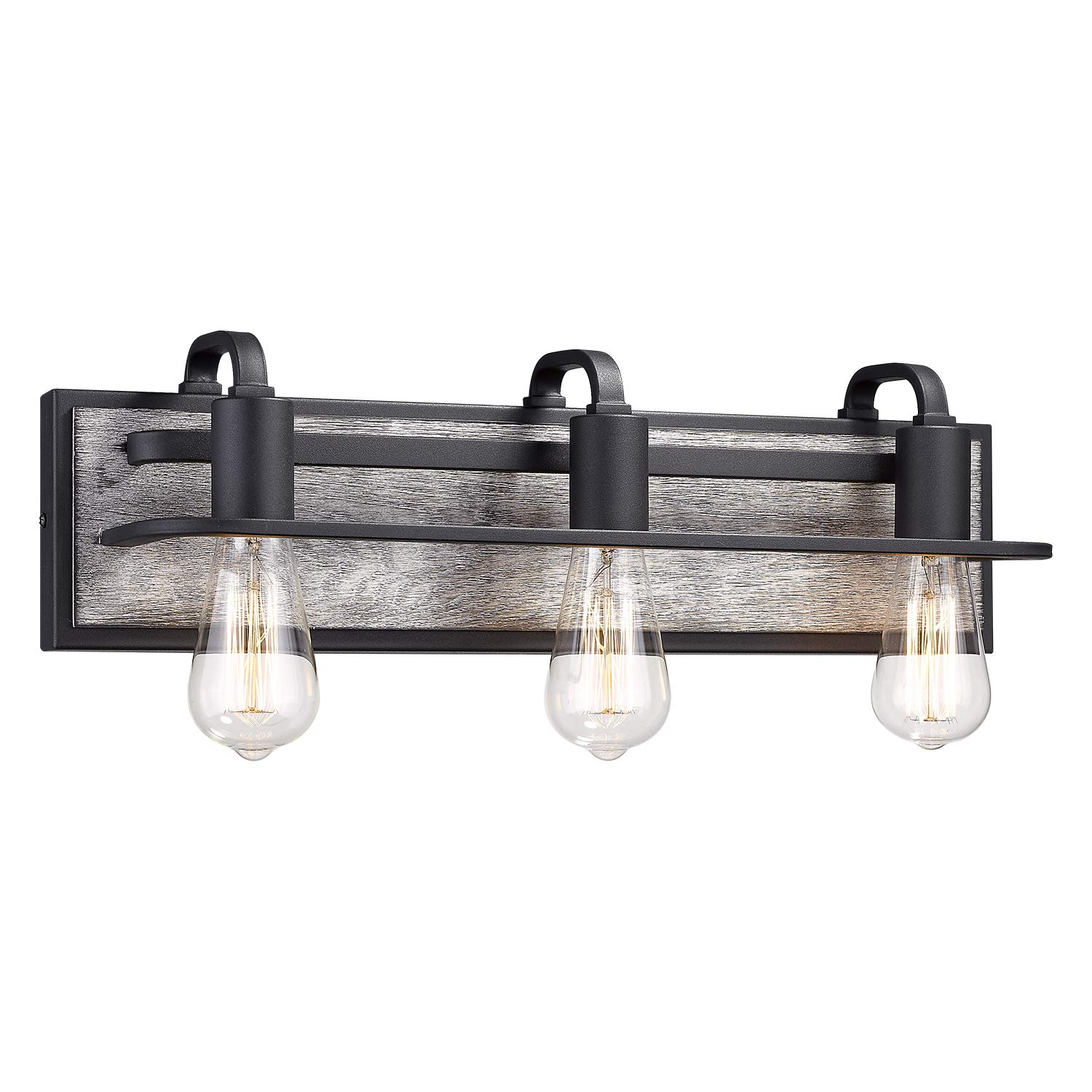 21.25 Inch White Wood & Black Bathroom Vanity Lights - Modern Mirror Lighting Fixture (Model MBA1236-YH) for Bathroom, Powder Room & Dressing Area