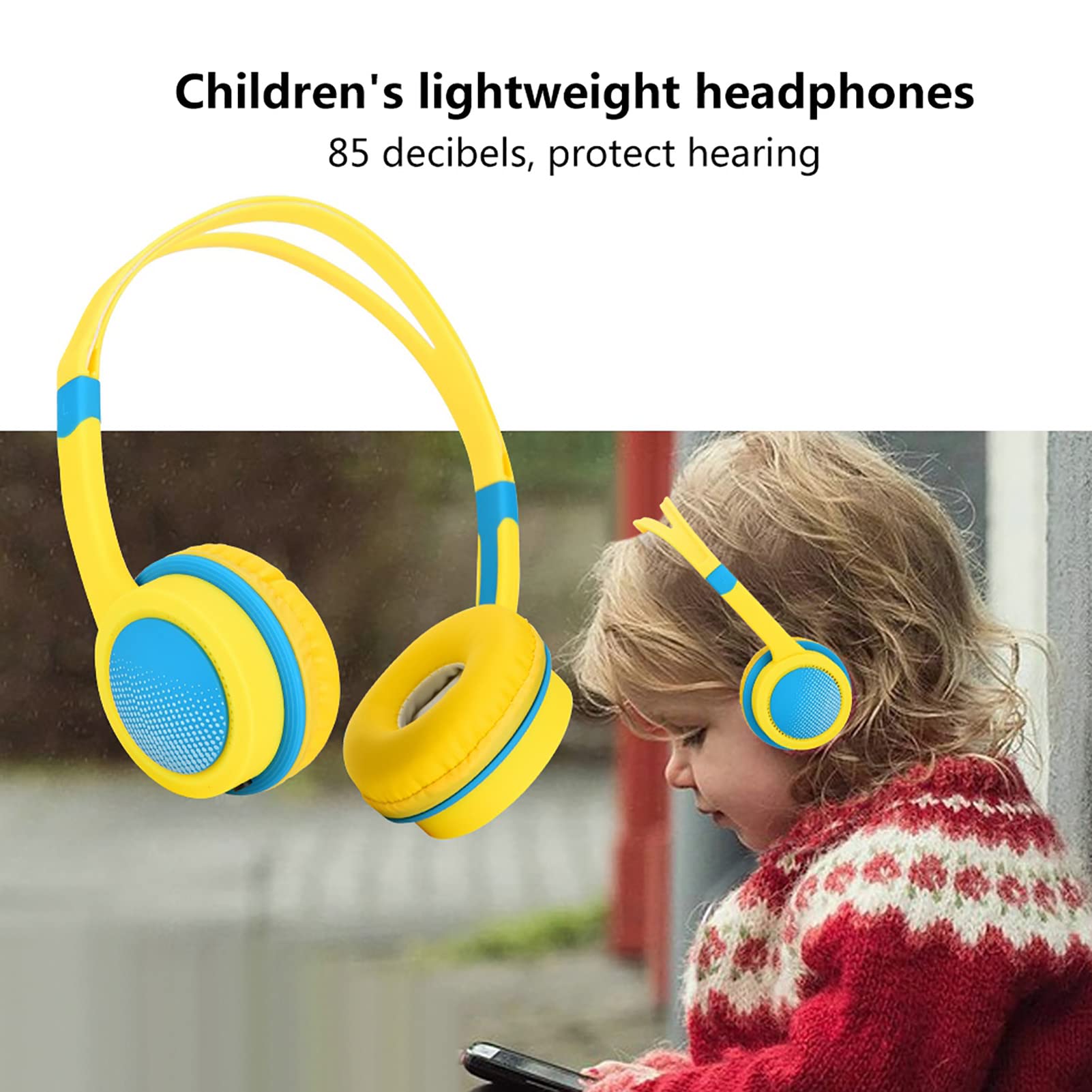 Kids Headphones with 85dB Volume Limit - Wired Over-Ear Noise Canceling Headphones for Children, Hearing Protection & Safe Listening (Yellow) - Perfect for School, Travel, and Home Learning