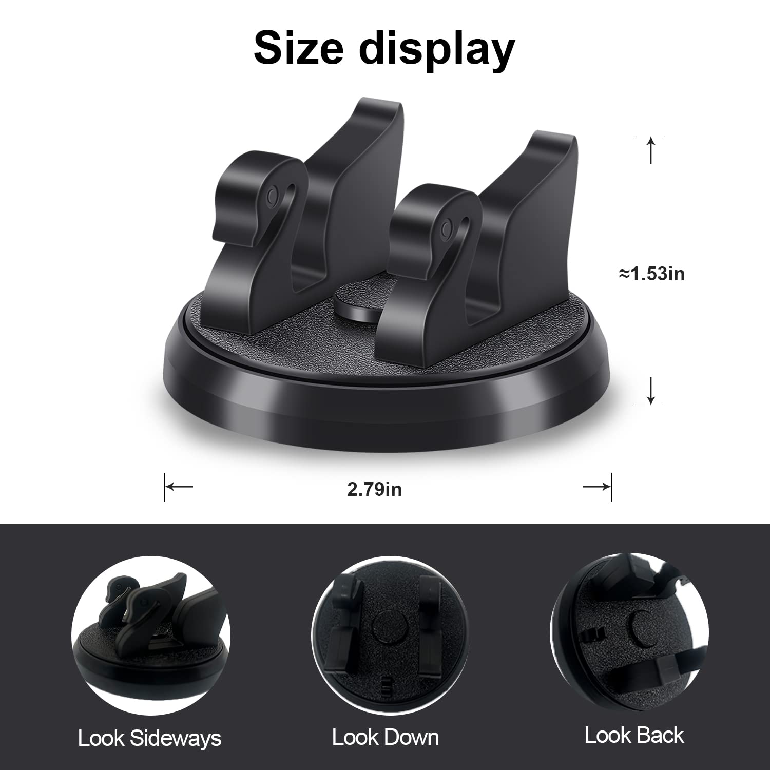 360° Rotating Car Phone Mount - Universal Dashboard Phone Holder for iPhone, Samsung & Android Smartphones - Adjustable Vertical/Horizontal View for Safe Driving - Perfect for GPS Navigation & Hands-Free Calls (Black, 1-Pack)
