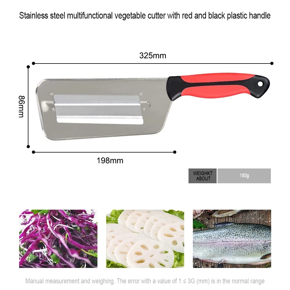 Premium Cabbage Slicer & Onion Chopper - Dual Blade Vegetable Slicing Knife with Fish Scale Cleaner for Kitchen - Perfect for Salad Prep, Stir Fry Cooking & Seafood Cleaning