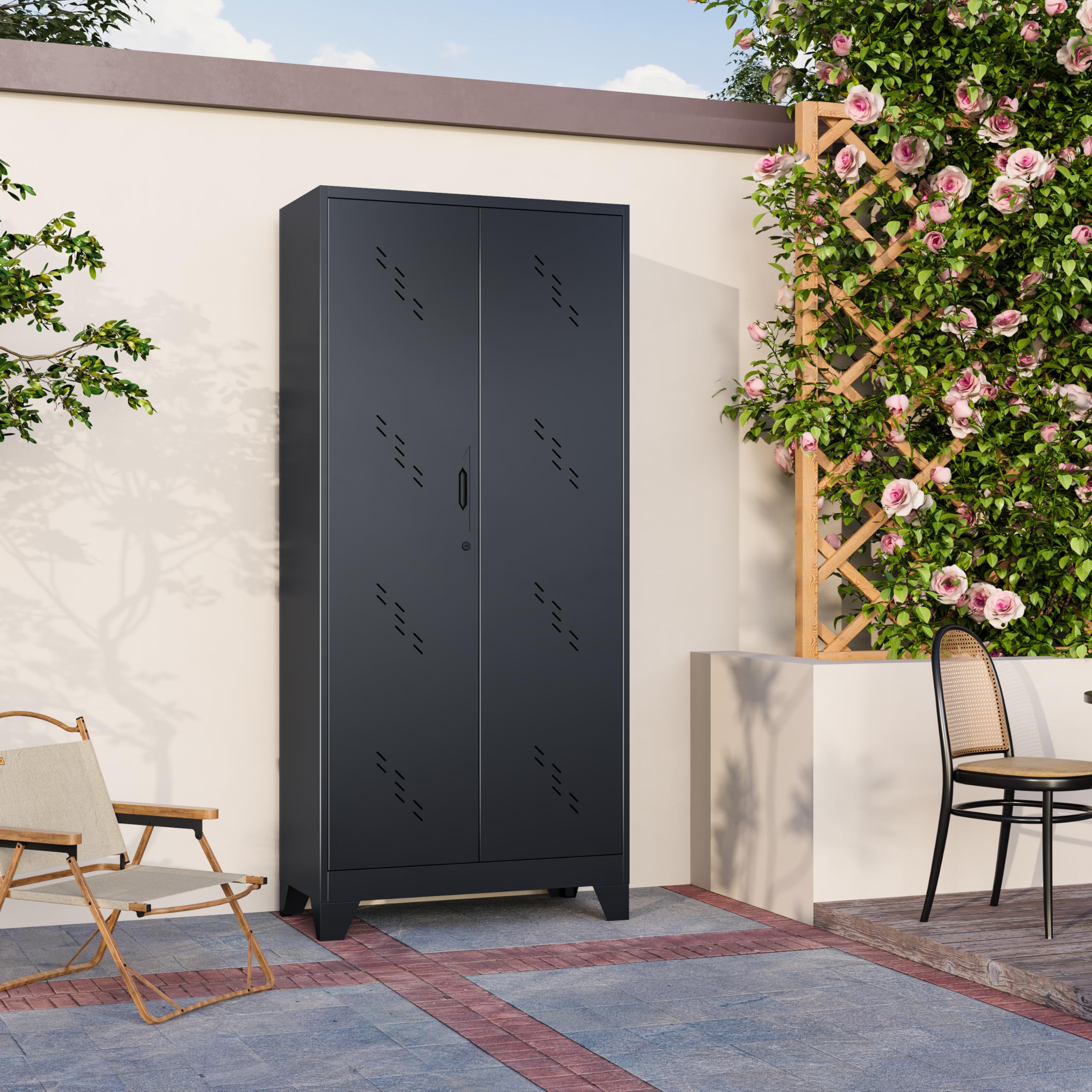 Heavy-Duty Metal Storage Cabinet with Lockable Doors - 75