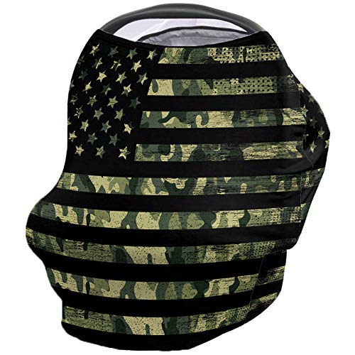 Breathable Camouflage Baby Nursing Cover - Military Green Camo Car Seat Canopy for Breastfeeding Privacy, 4th of July & Country Style | Multi-Use Infant Car Seat Cover for Newborns & Toddlers (Boys & Girls) - Perfect for Outdoor Adventures, Travel & Daily Use