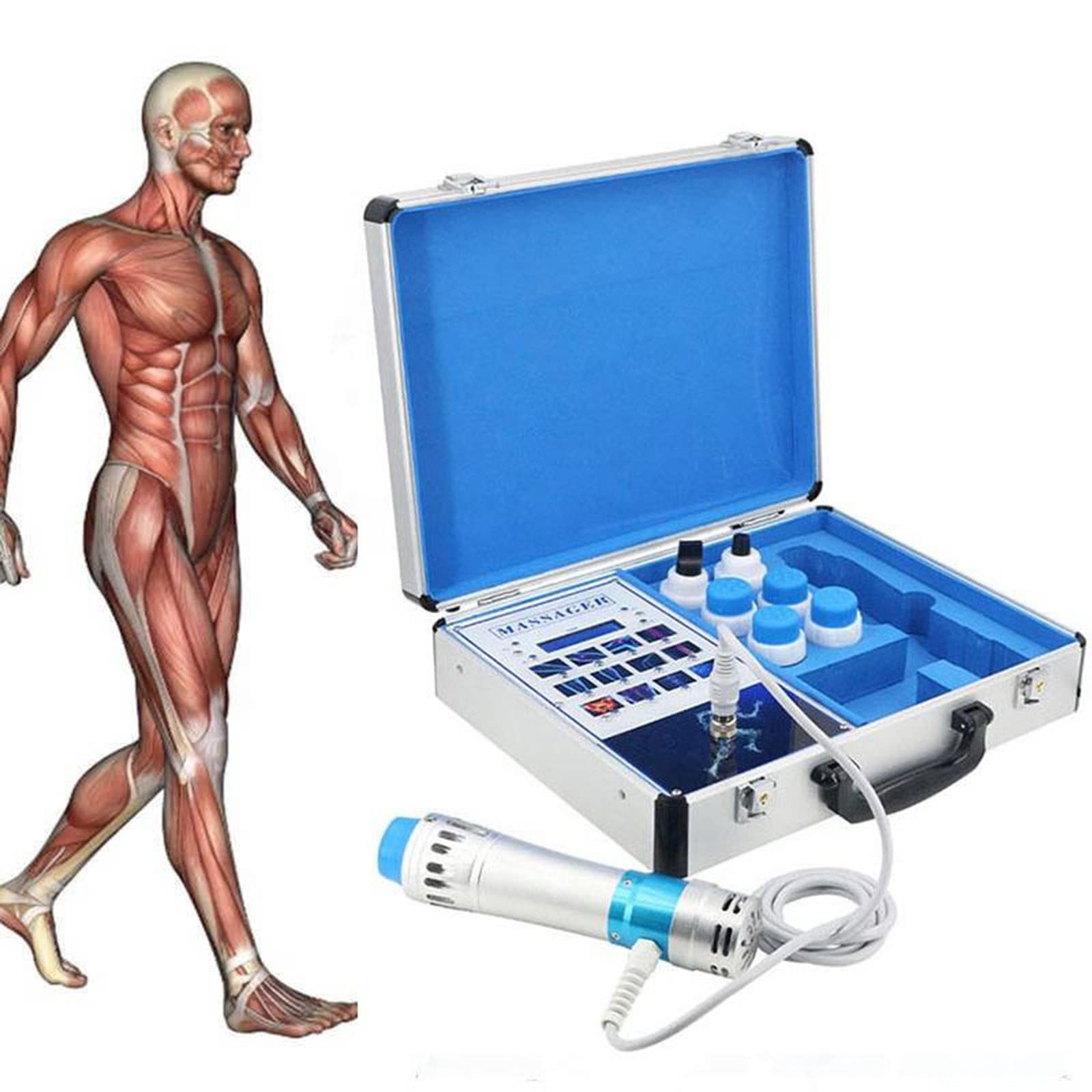 QJJML Extracorporeal Shock Wave Therapy Machine - ED Electromagnetic Therapy Device for Pain Relief, Massager with Adjustable Heads & Ergonomic Handle - Ideal for Home Physical Therapy & Muscle Recovery