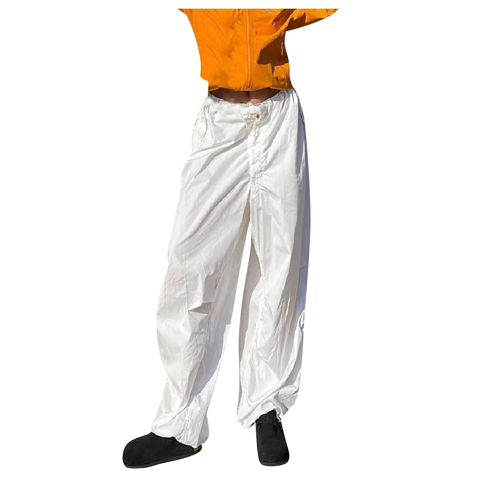 Women's Vintage Y2K Cargo Pants - Harajuku Style Baggy Lounge Pants with Low Waist & Wide Leg | Casual Relaxed Jogger with Cinch Waist | Perfect for Streetwear, Hip Hop Fashion & Everyday Comfort