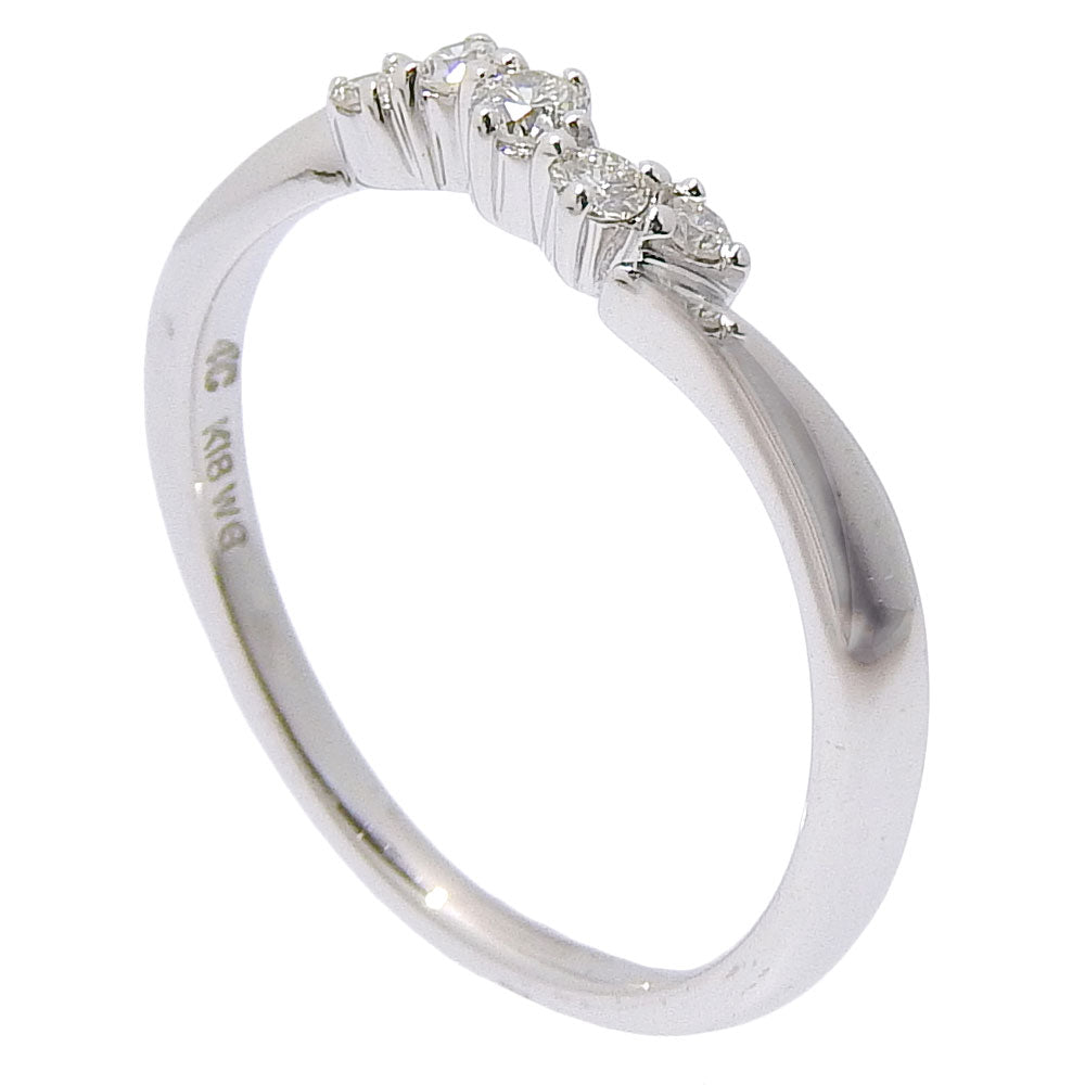 4℃ 5P 18K White Gold Diamond Ring for Women - Elegant Wedding Band, Anniversary Gift, Engagement Jewelry (Perfect for Proposals, Bridal Sets & Special Occasions)