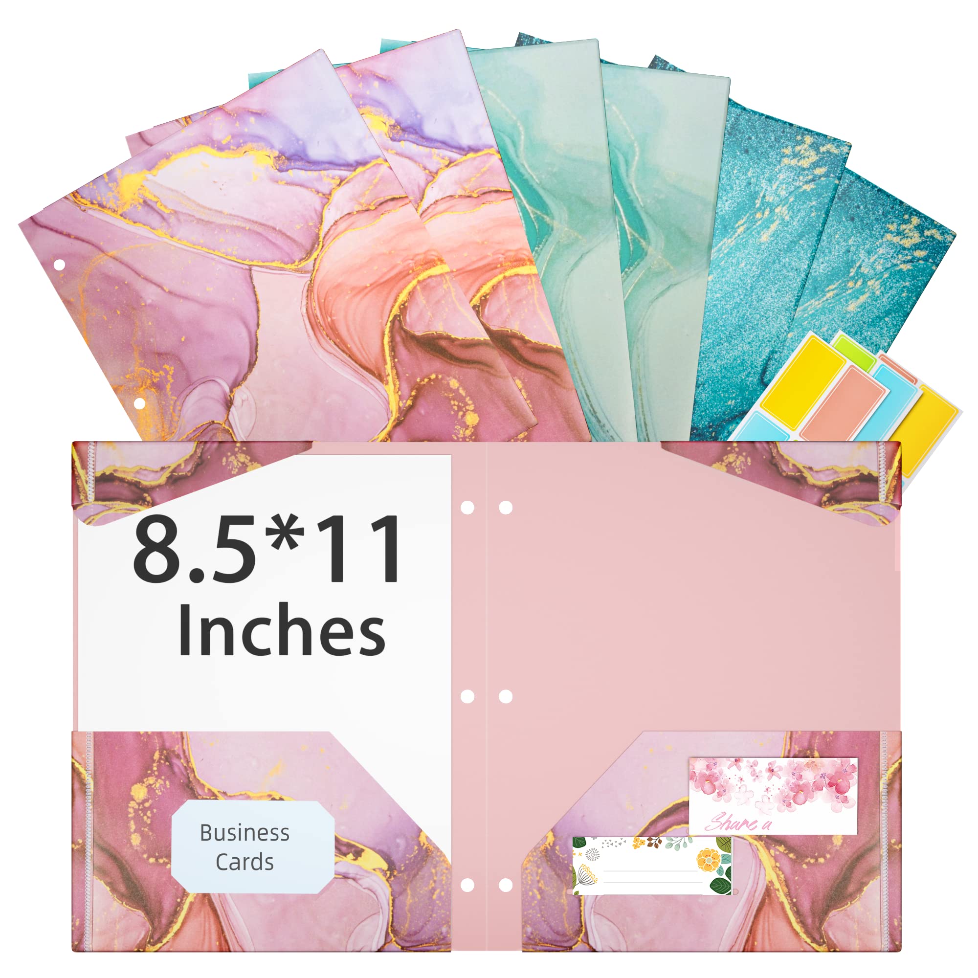 Waterproof Plastic Folders with Pockets - 6-Pack Letter Size (11