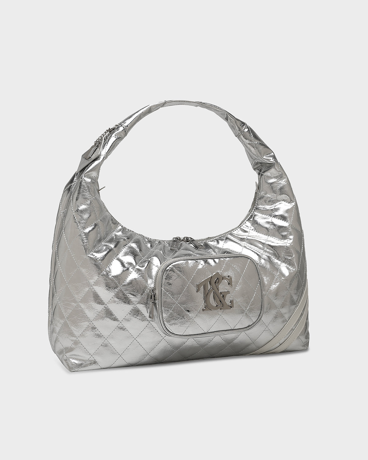 Stylish Silver Diamond Stitch Quilted Tote Bag for Women - Fashionable Handbag for Work, Travel & Everyday Use